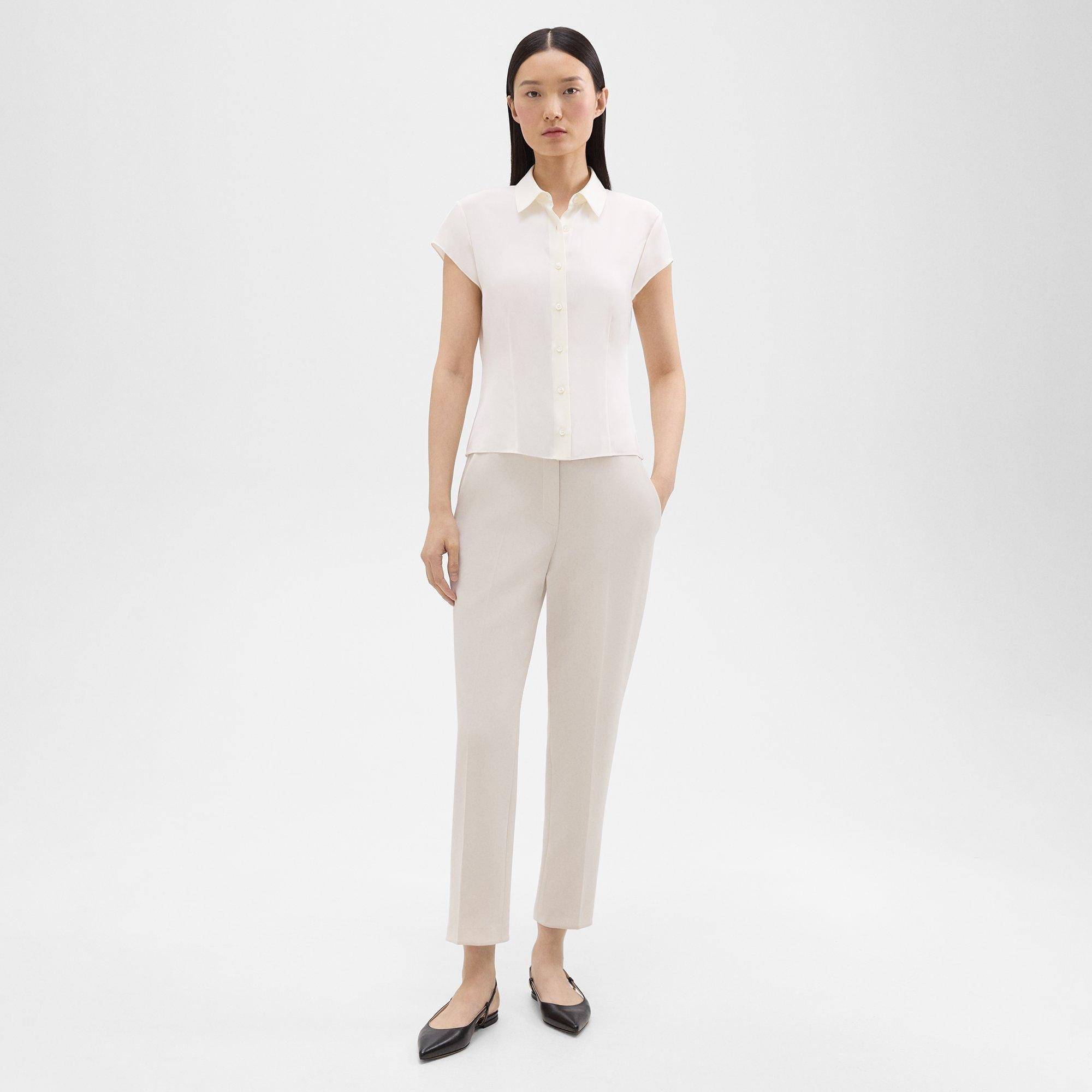 Cap Sleeve Shirt in Silk Georgette - 6