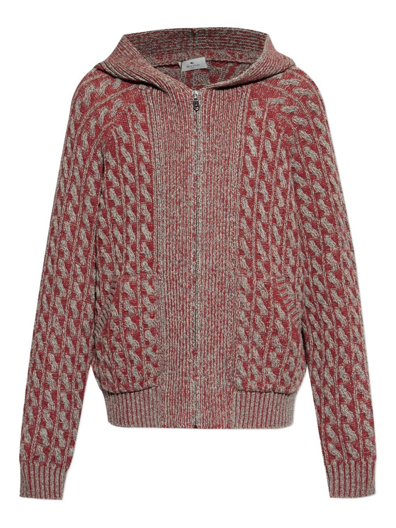cable-knit zip-up hoodie 1