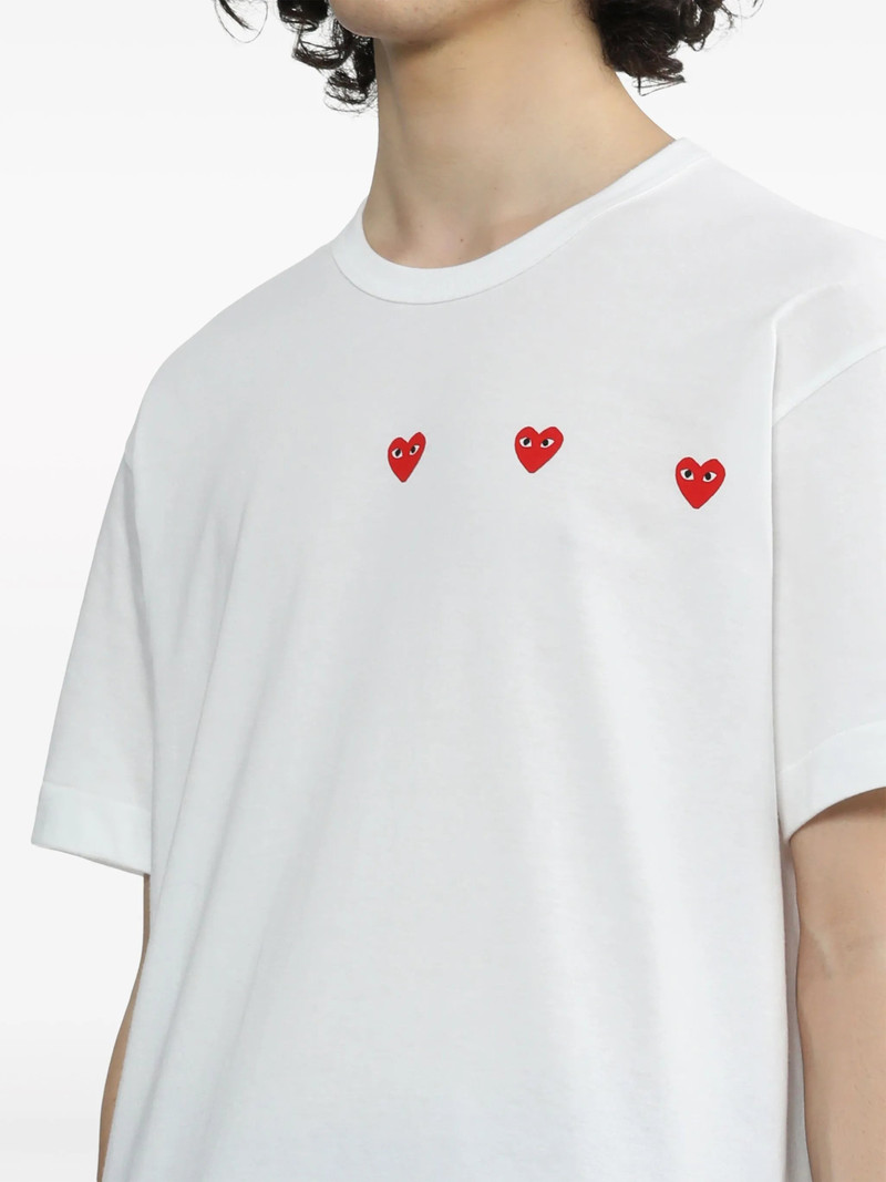 Comme des Garçons PLAY Comme Des GarÇons Play Triple Hearts Cotton T-shirt outlook