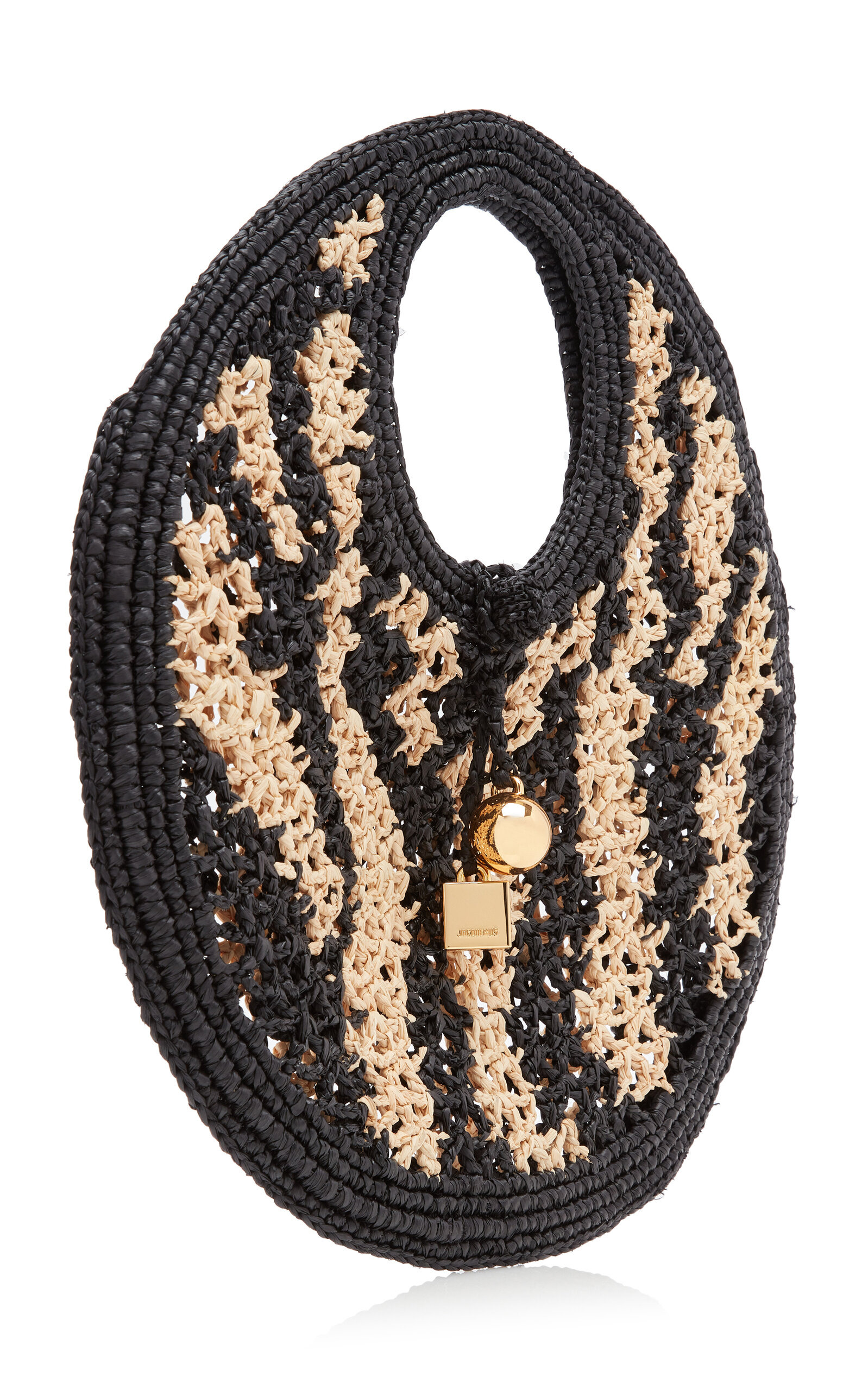 The Spiaggia Raffia Tote Bag black/white - 3
