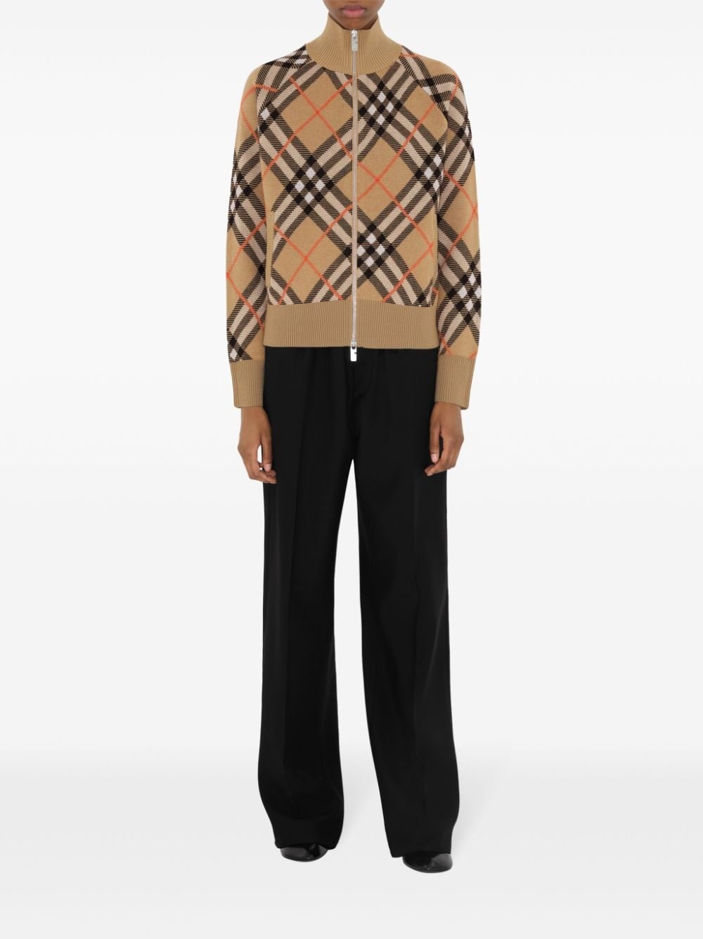 check-pattern cardigan - 2