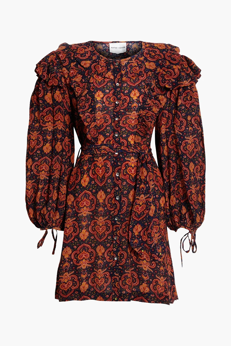 Mylo belted printed crepe mini dress - 1