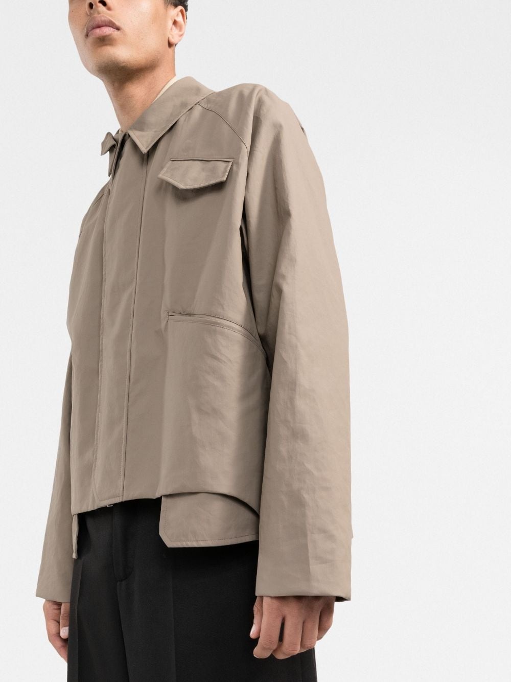 asymmetric-hem shirt jacket - 3