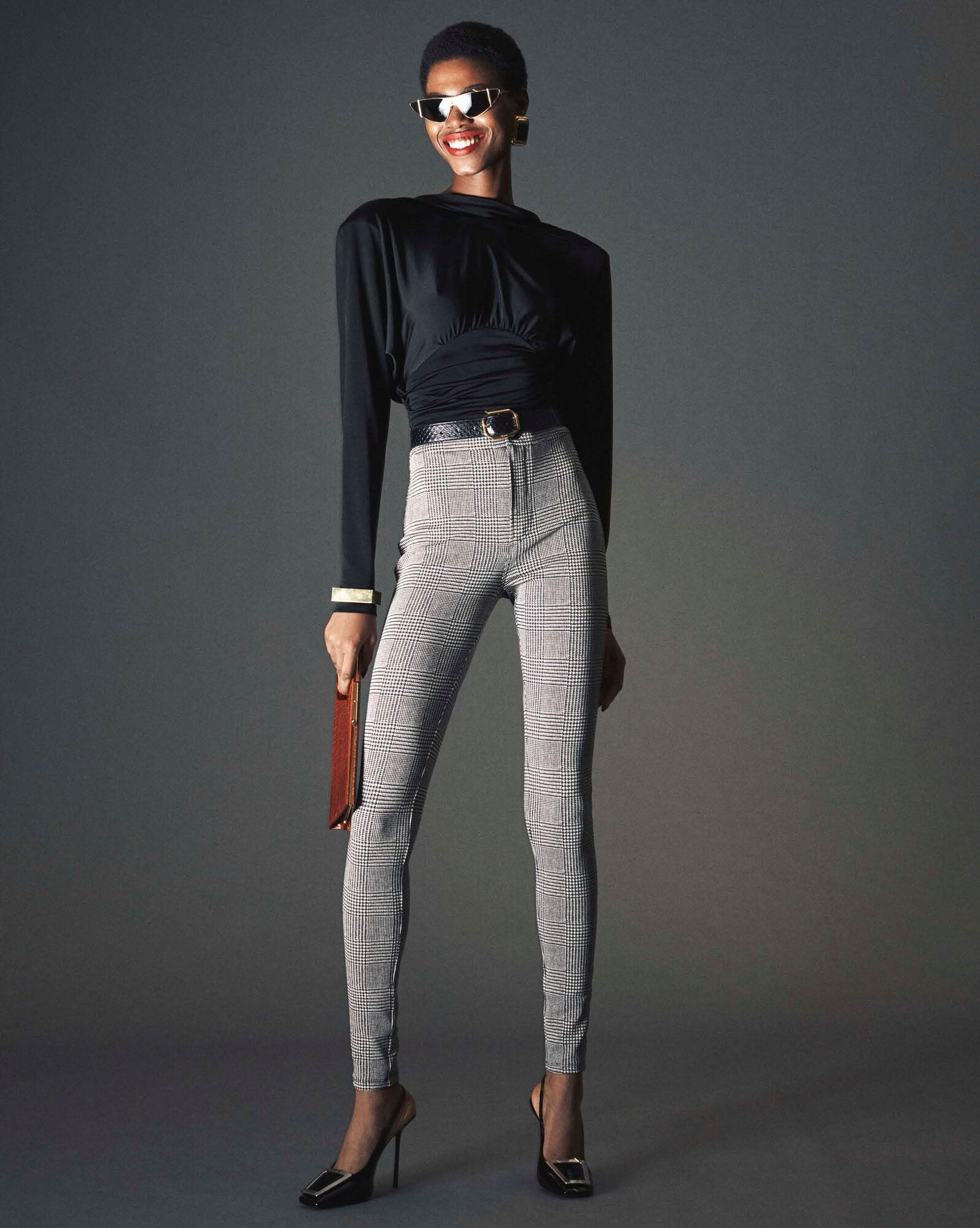 slim-fit pants in prince of wales jersey - 2