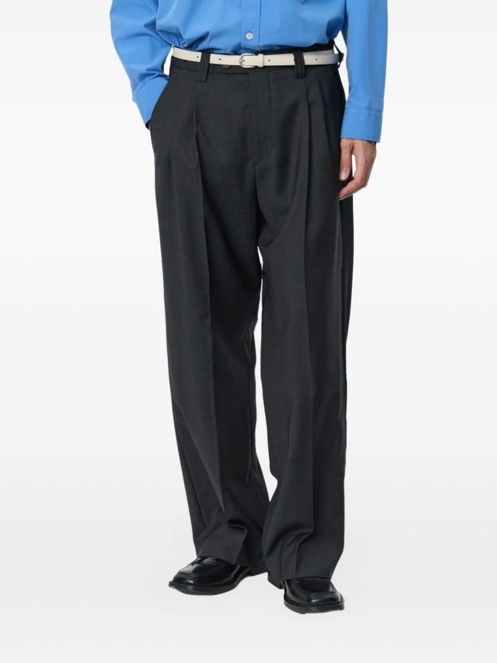 check pleated trousers - 1