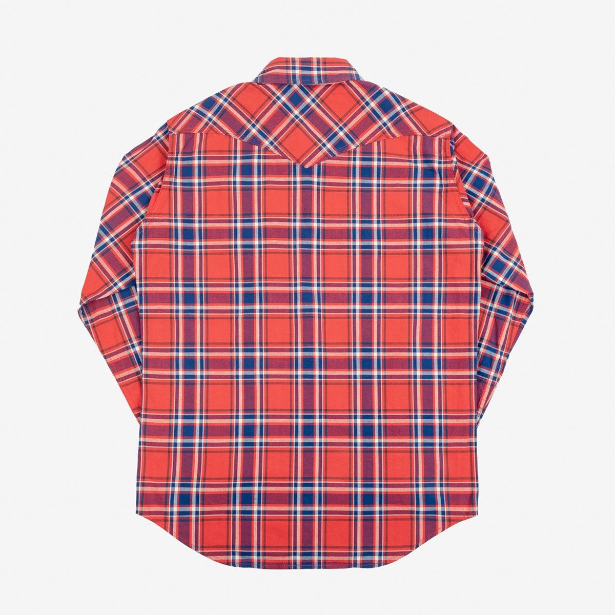 IHSH-355-RED 5oz Selvedge Madras Check Western Shirt - Red - 5