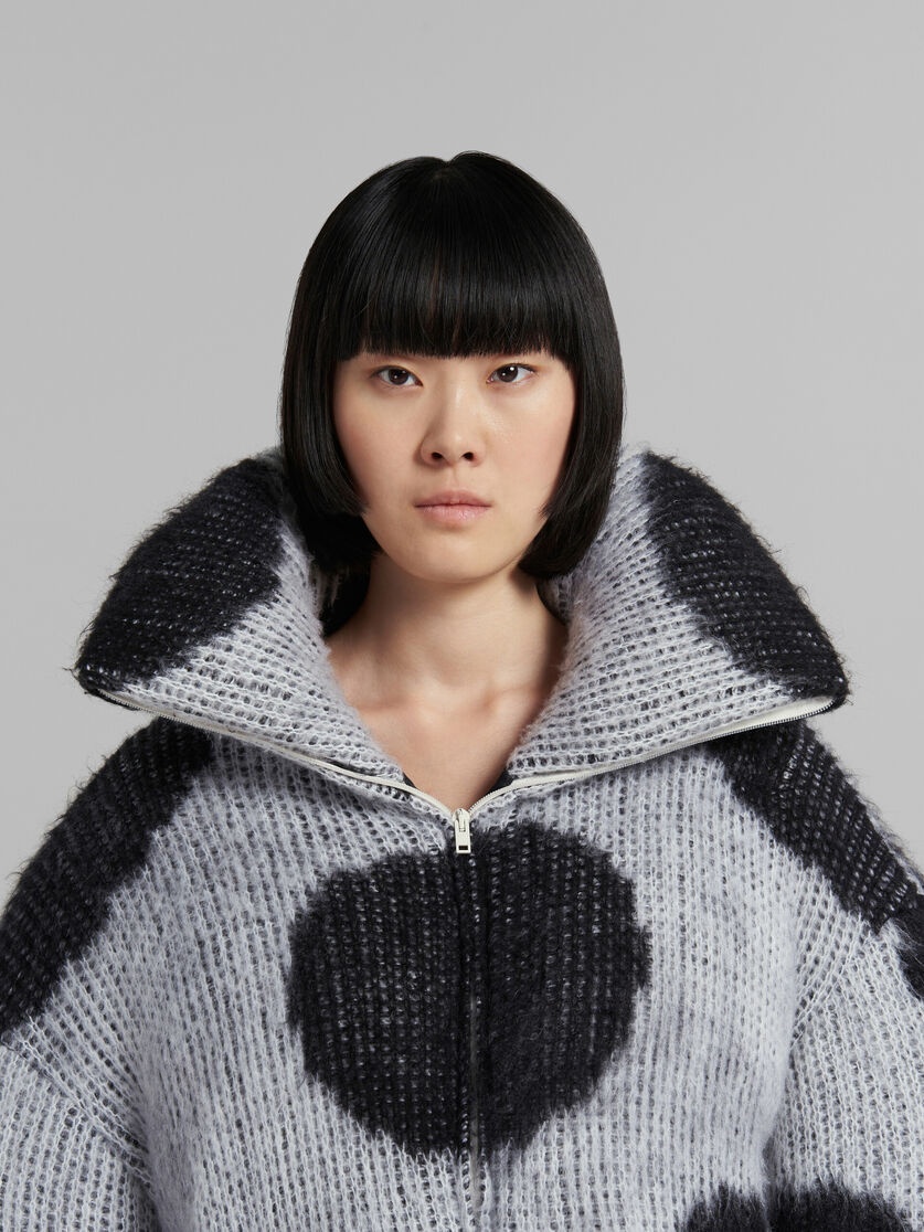 WHITE OVERSIZED MOHAIR JACKET WITH POLKA DOTS - 4