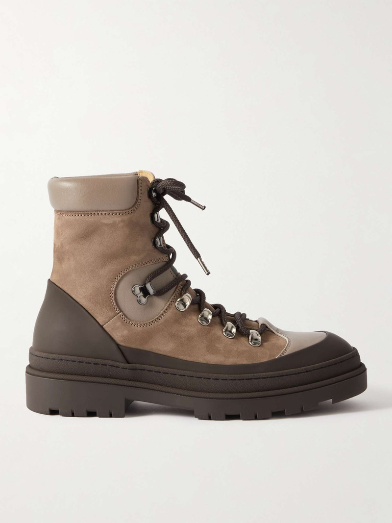 Rubber-Trimmed Nubuck and Leather Boots 1