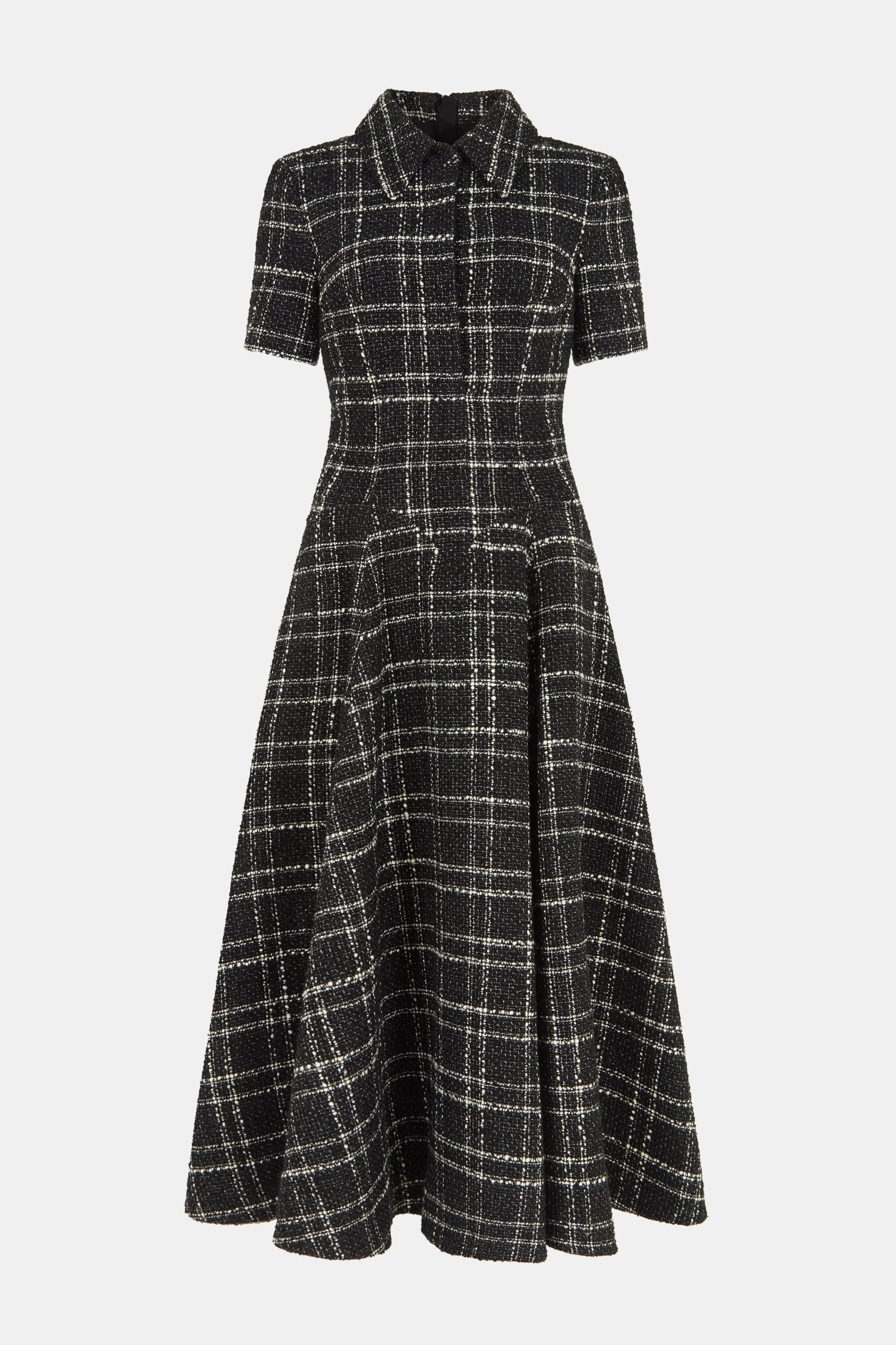 Jody Dress In White Check On Grey Check Boucle - 1