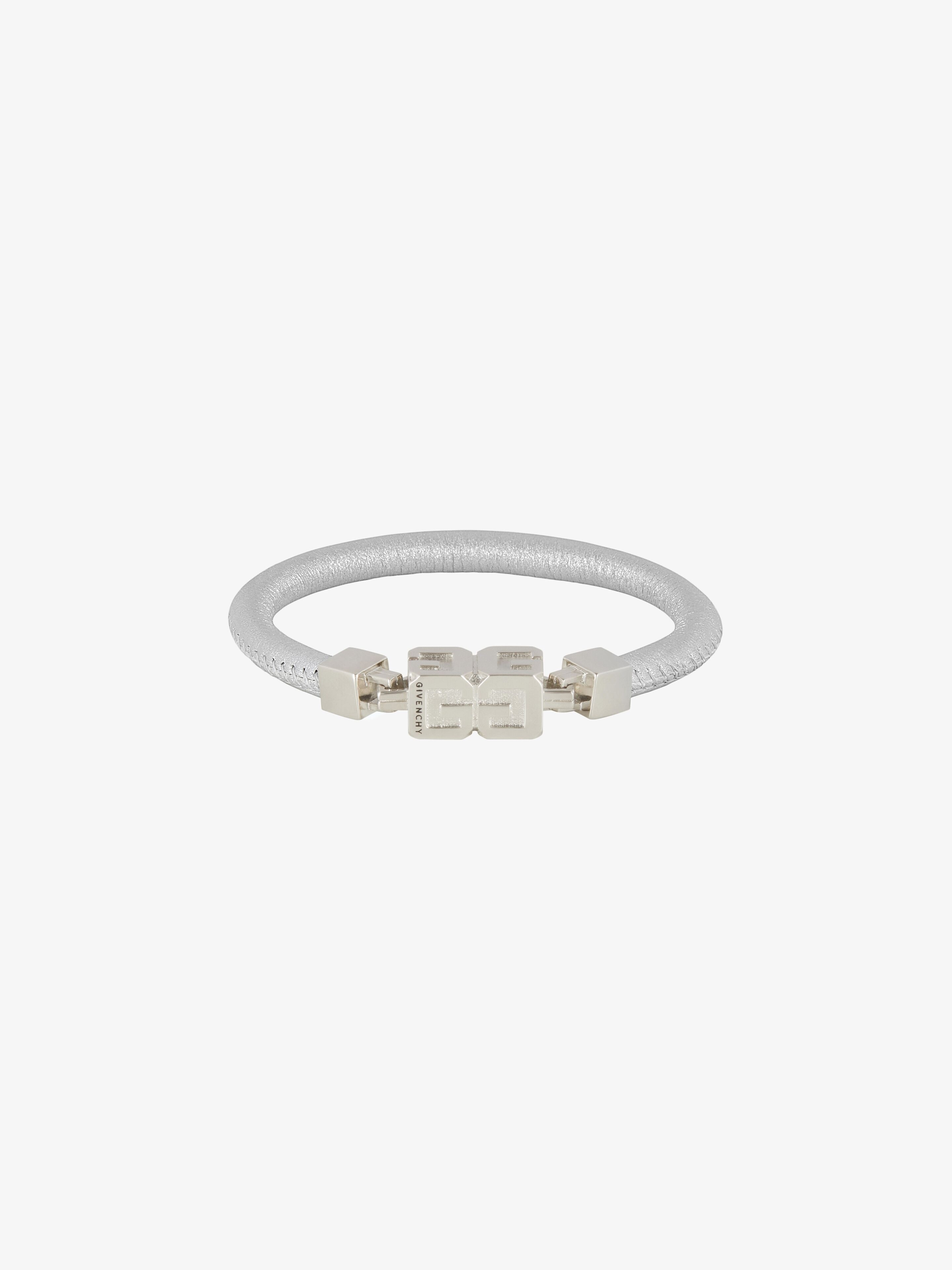 G CUBE BRACELET IN LEATHER AND METAL - 2