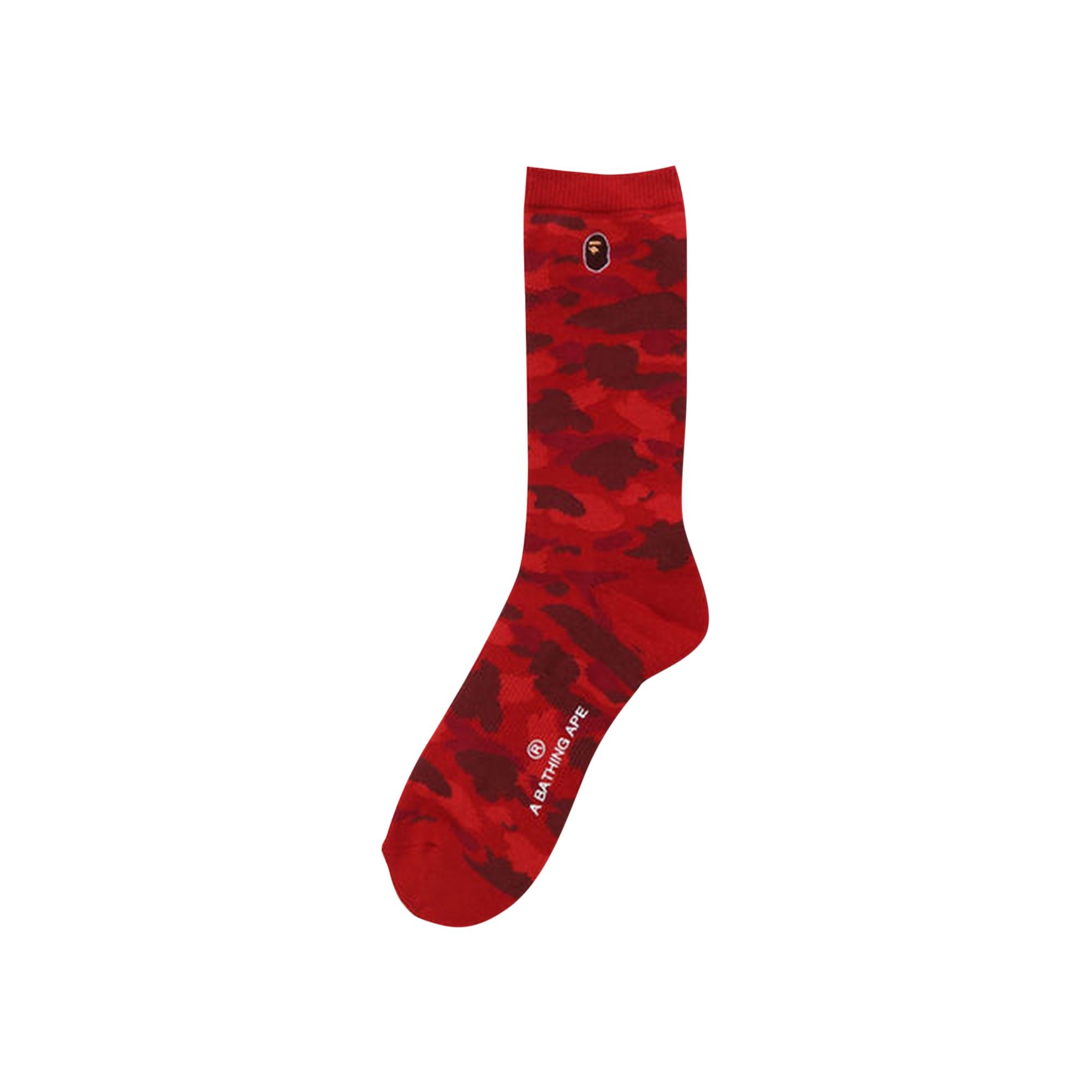 BAPE Color Camo Ape Head One Point Socks 'Red' - 1