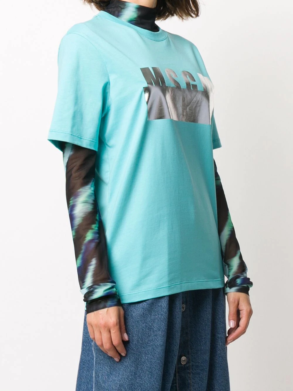 metallic logo-print T-shirt - 3