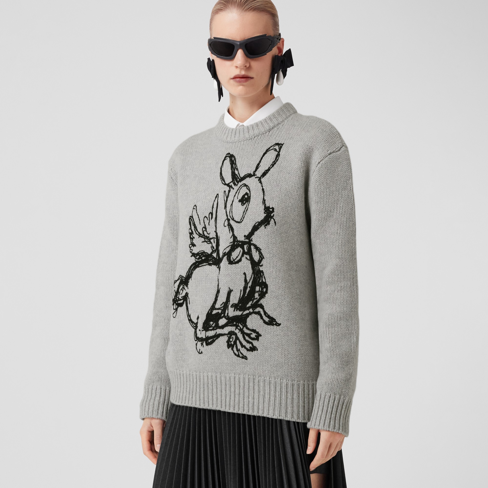 Deer Graphic Wool Cashmere Sweater - 4