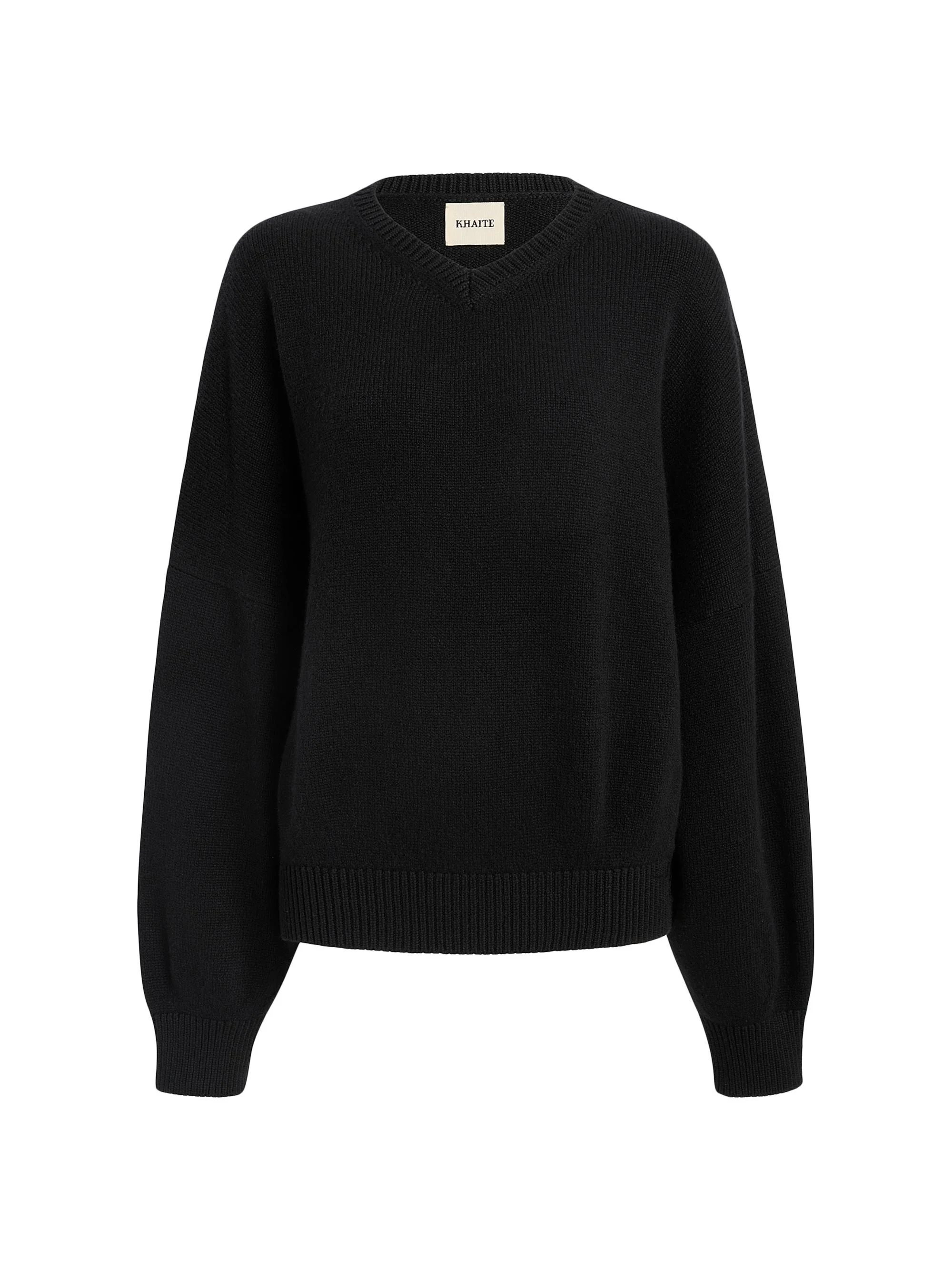 Women's Wolfe Drop-Shoulder Cashmere Sweater - Black - 1