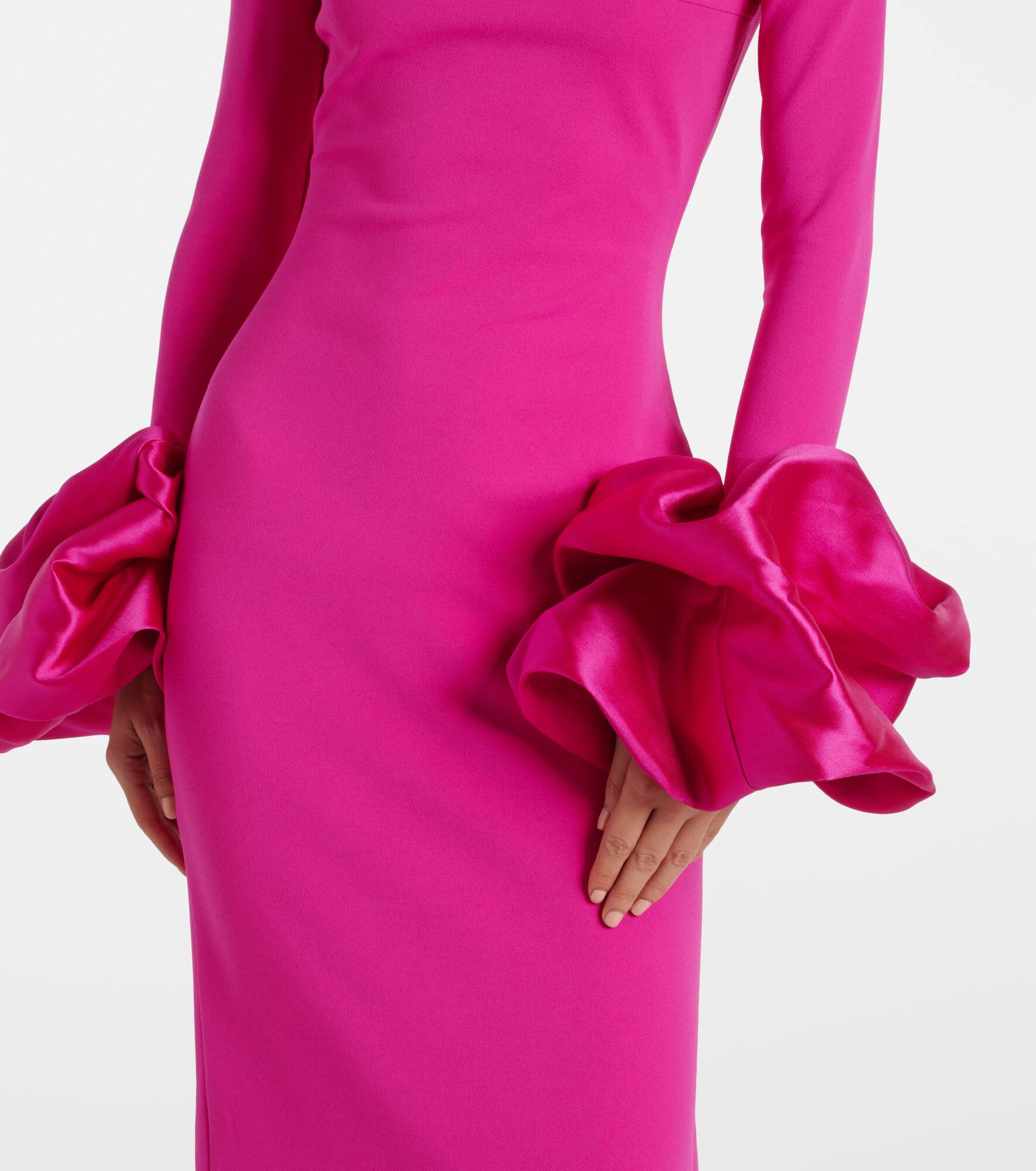 Viviana satin-trimmed crêpe gown - 5