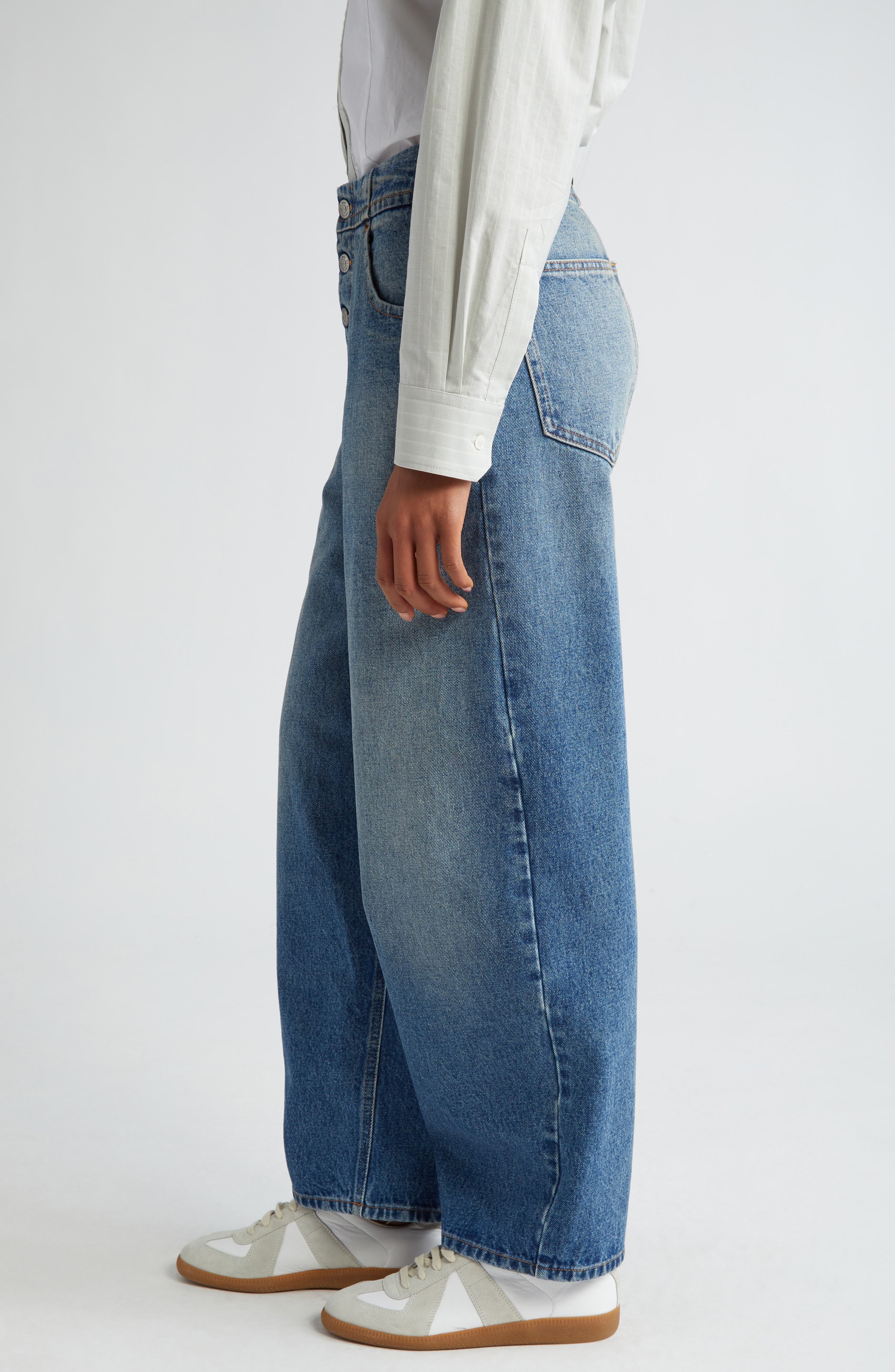 MM6 Maison Margiela Button Fly Balloon Leg Jeans in Light Blue at Nordstrom - 3