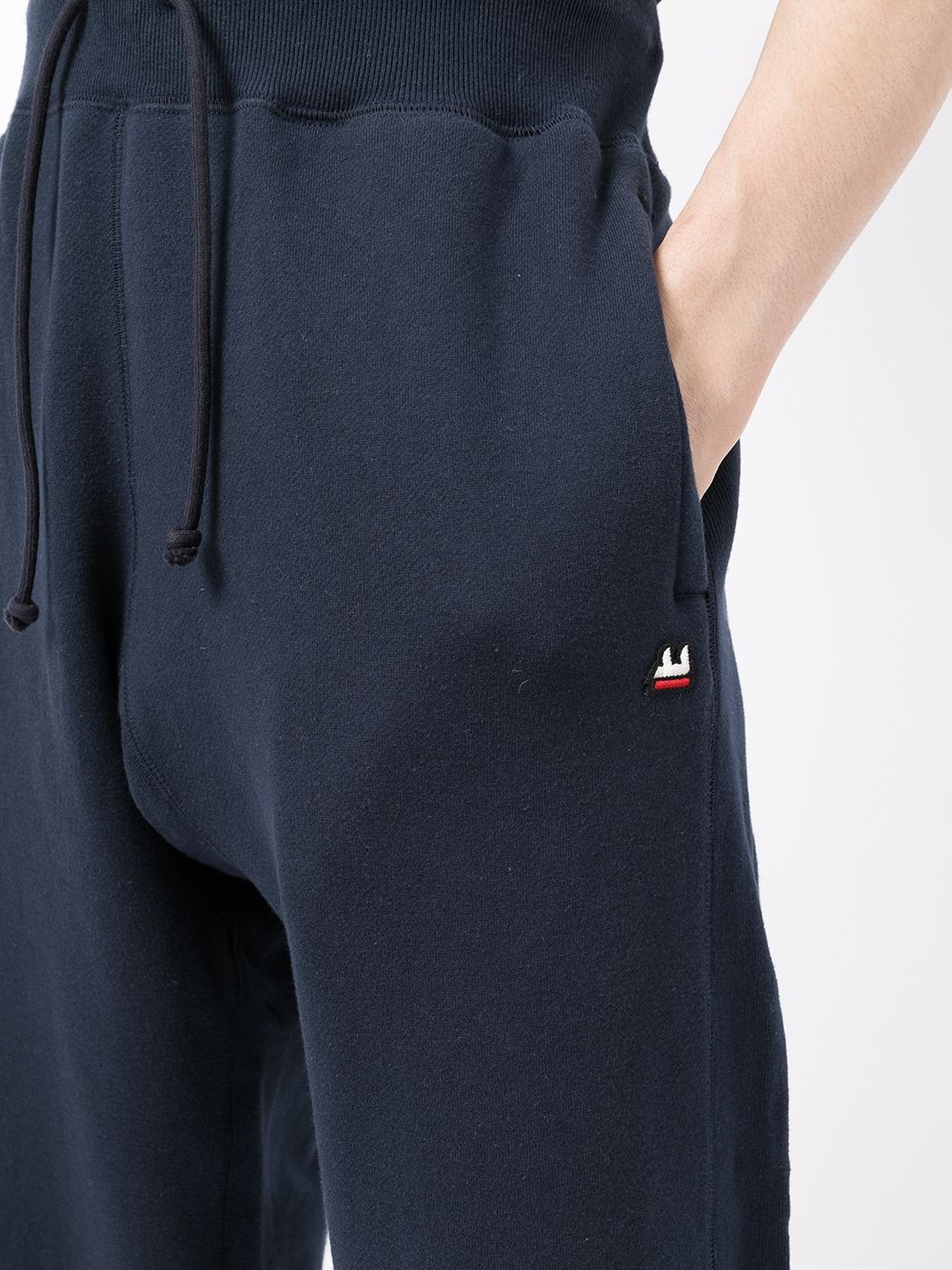 logo-embroidered drawstring cotton track pants - 5