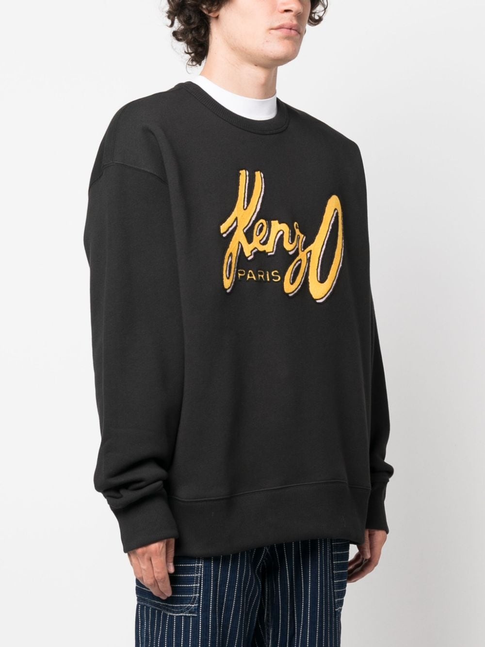 logo-print cotton sweatshirt - 3