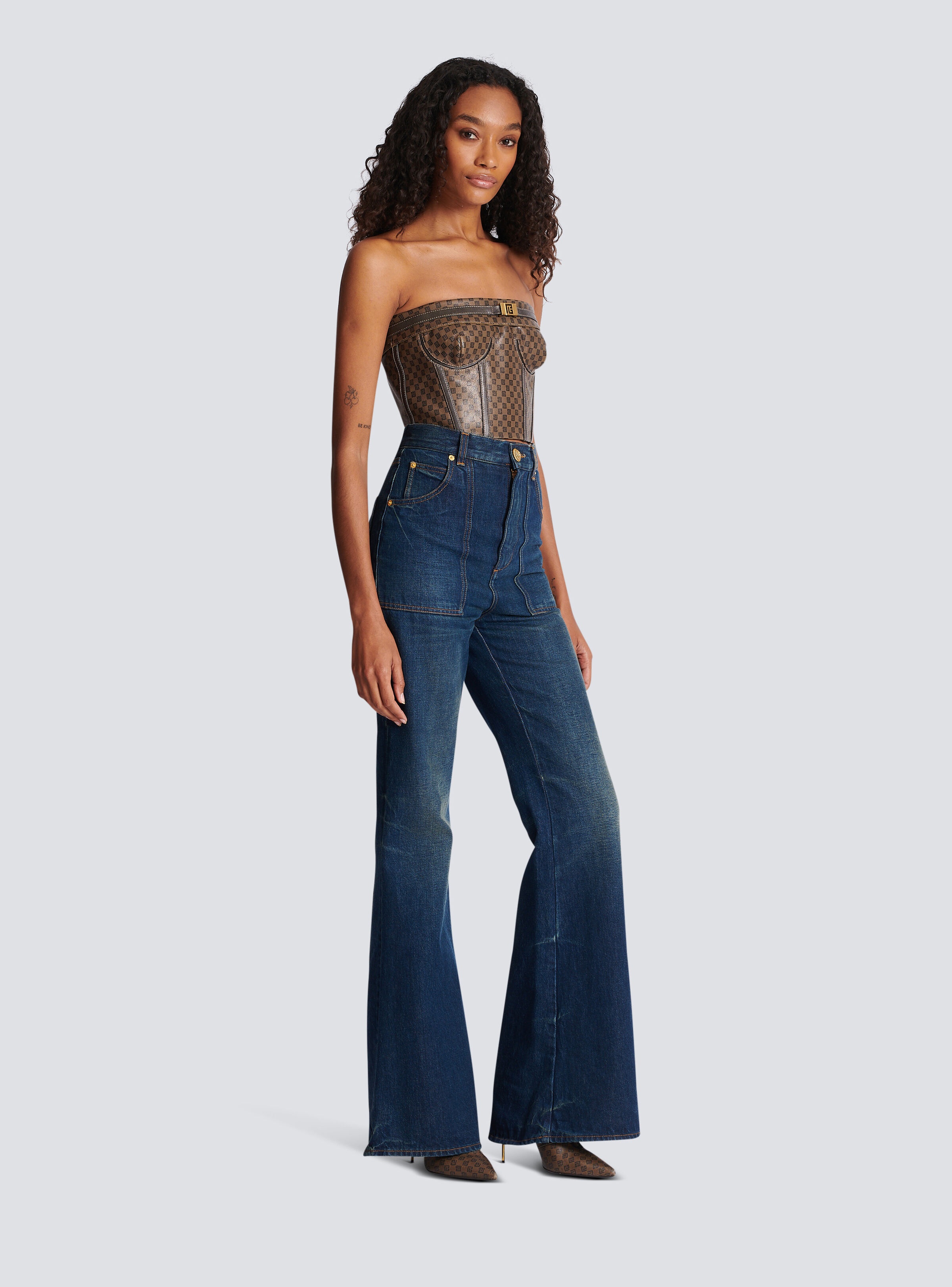 Vintage flared denim jeans - 3