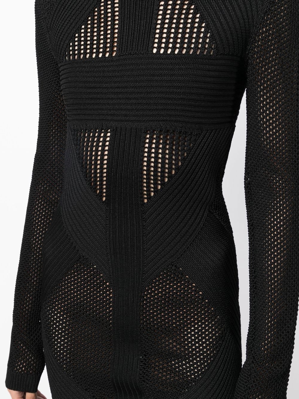 perforated-knit detail dress - 5