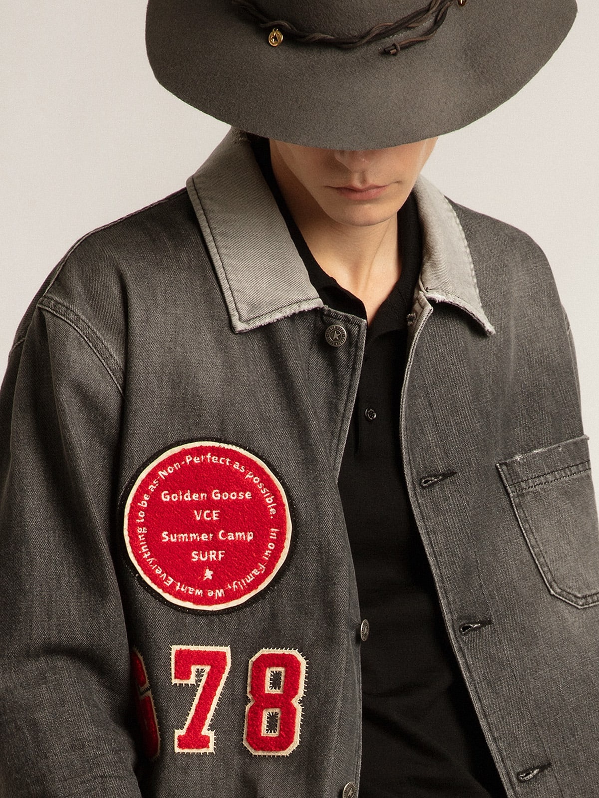 Black denim shirt with patches - 2