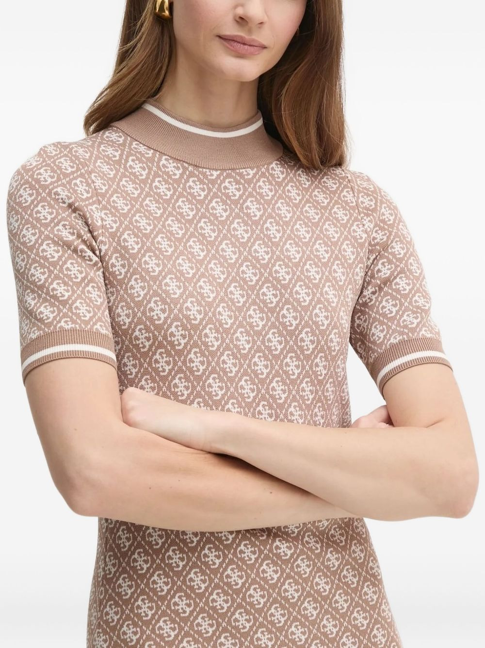 logo-pattern short-sleeve mini dress - 3