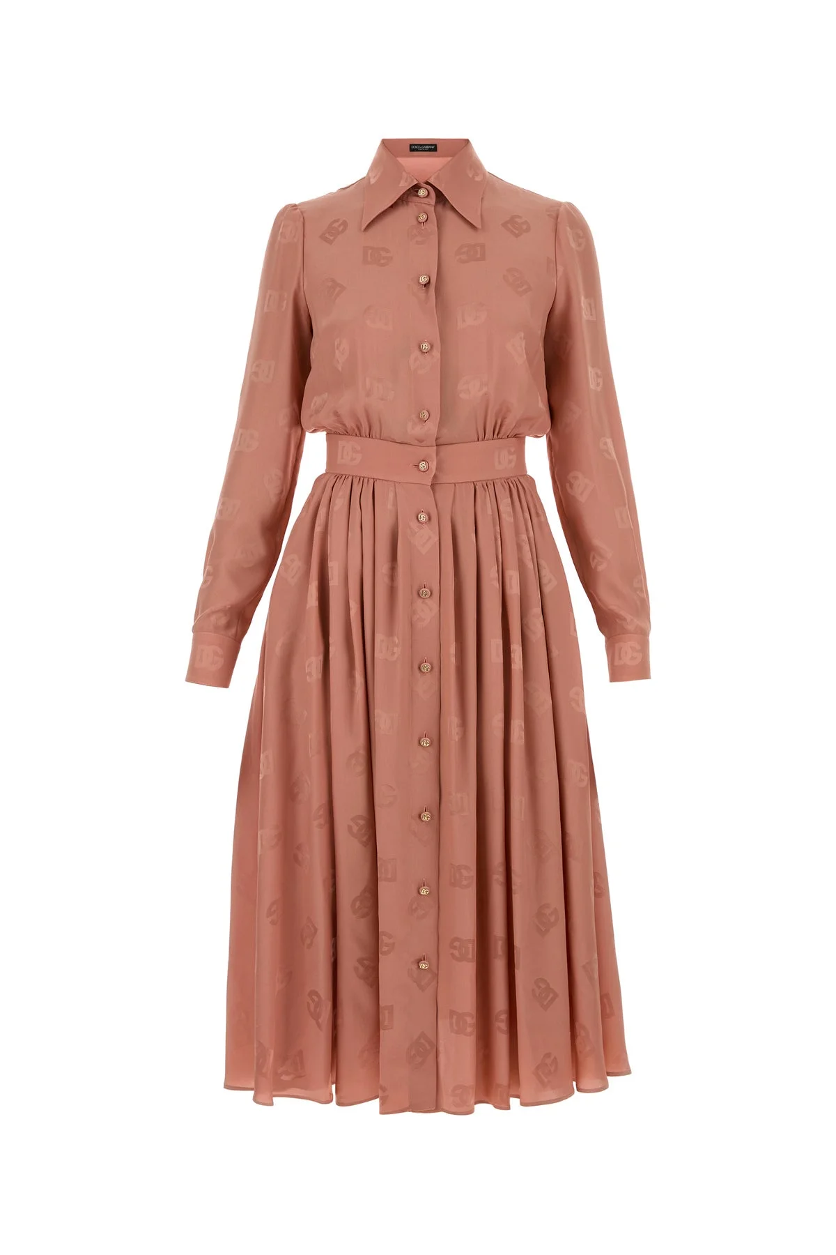 Antiqued pink silk shirt dress - 1