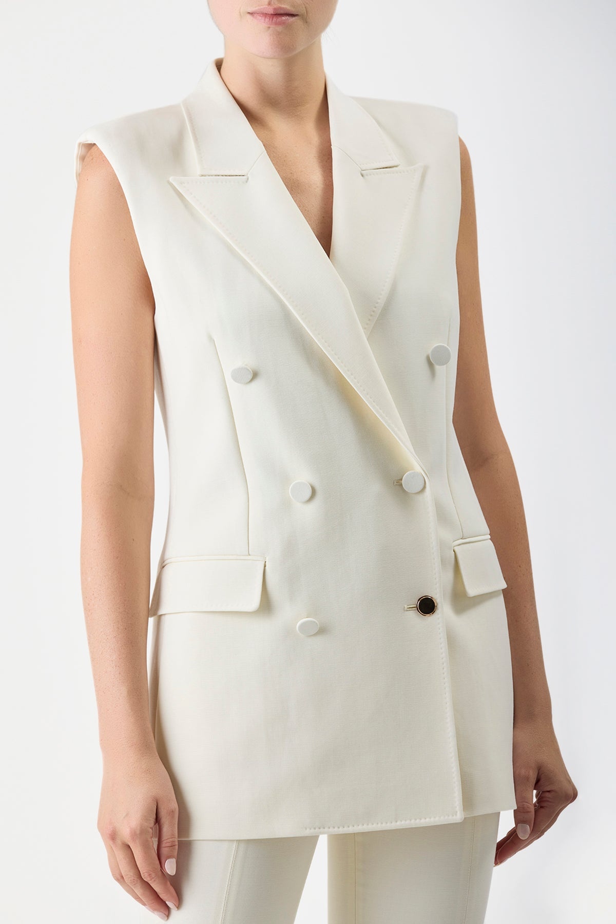 Mayte Vest in Silk Wool Cady - 6