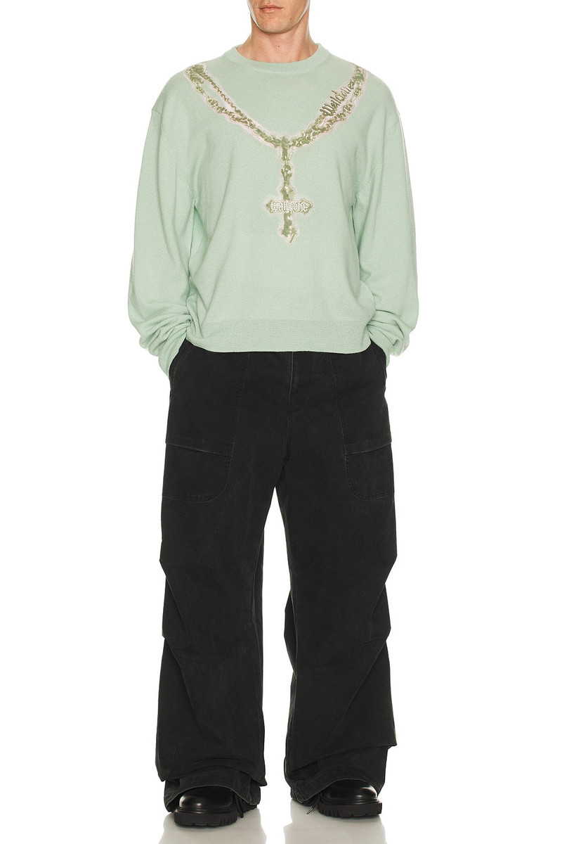 We11done Pearl Logo Necklace Print Pullover outlook