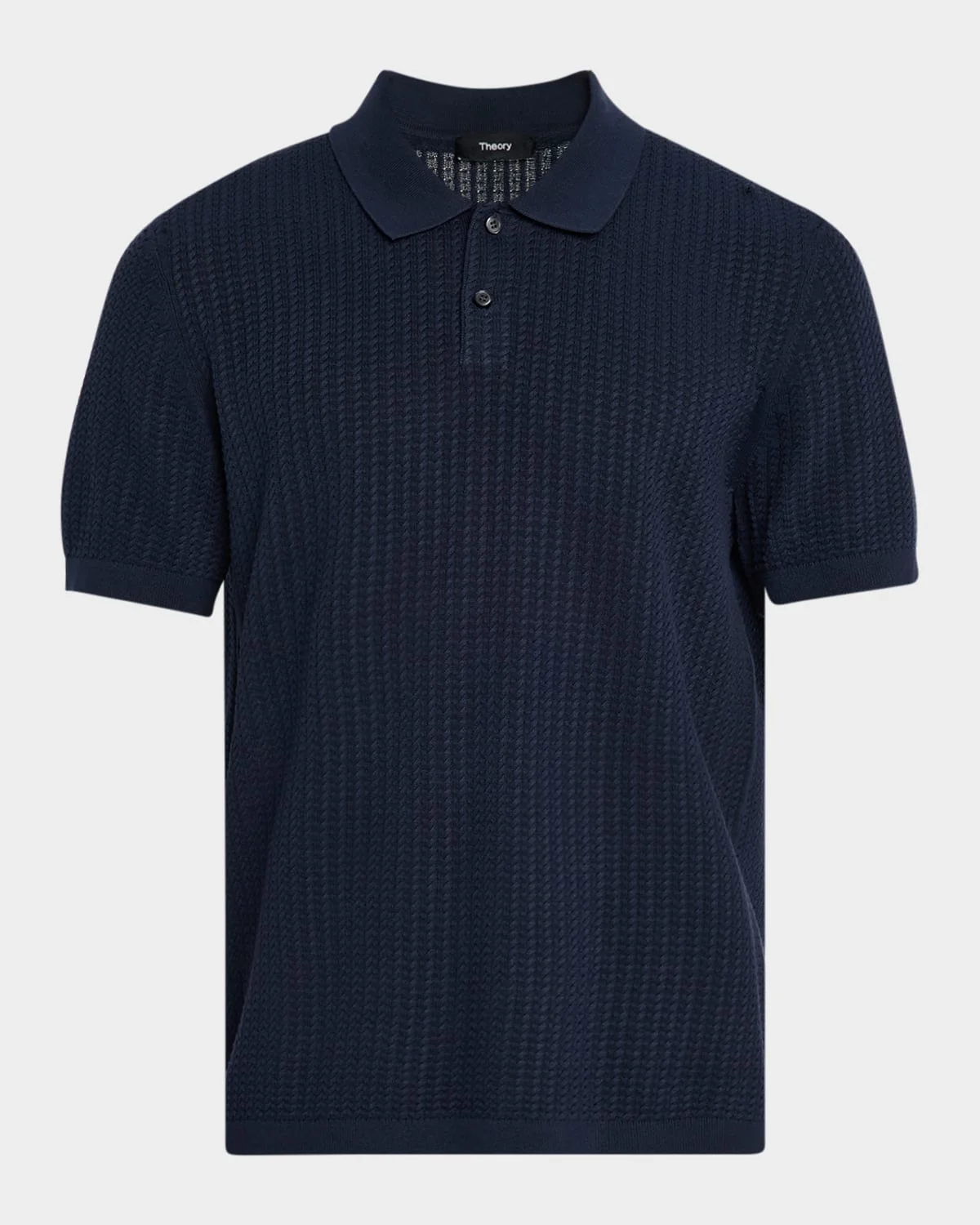 Men's Cotton Cable Knit Polo Shirt - 1