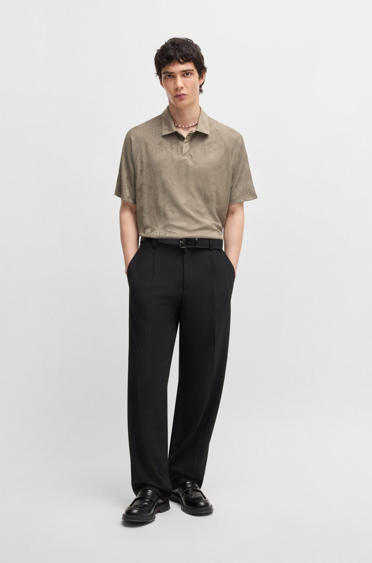 LOGO-PATTERN POLO SHIRT WITH CONTRAST PLACKET - 4