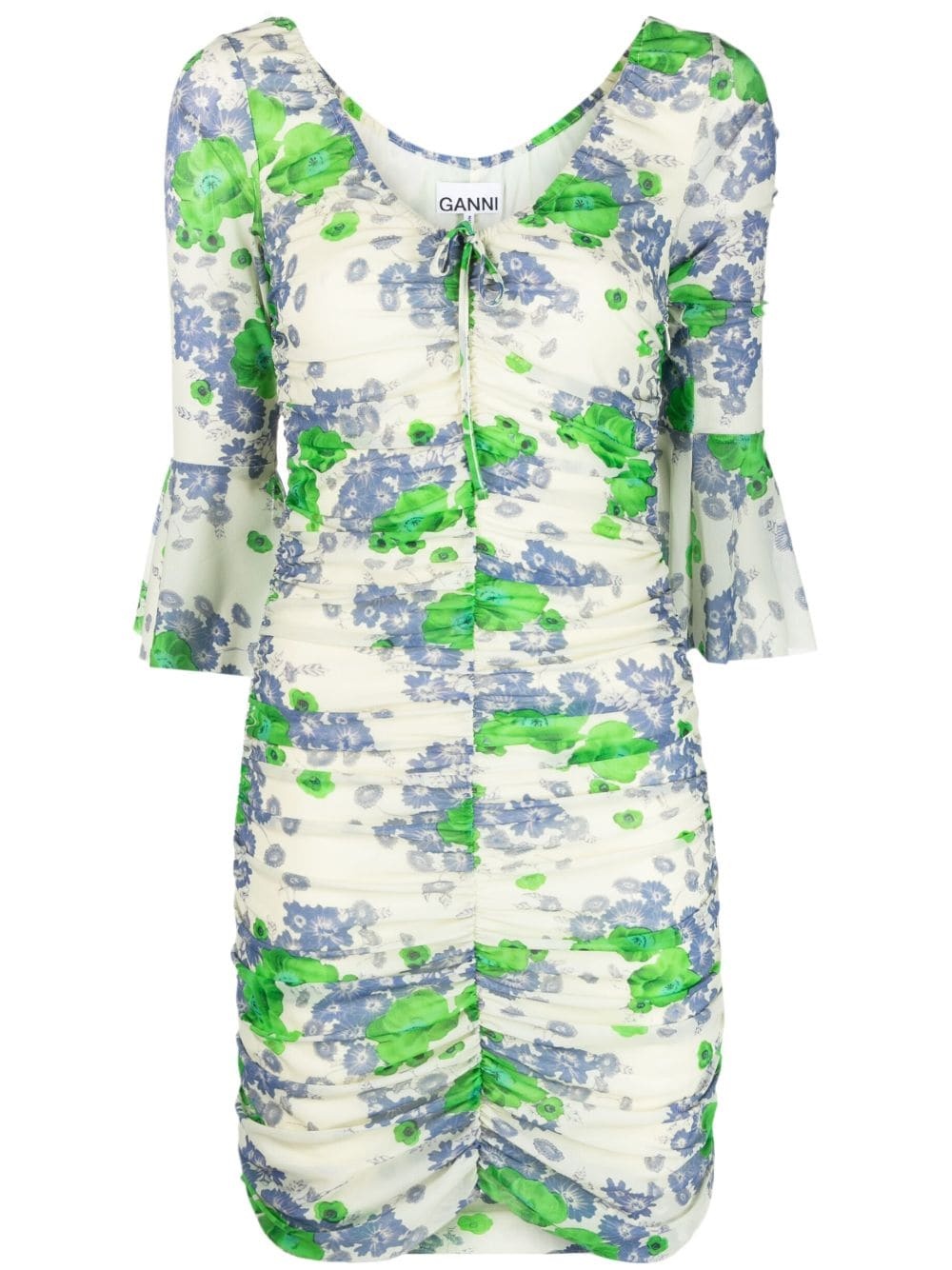 floral-print ruched minidress - 1