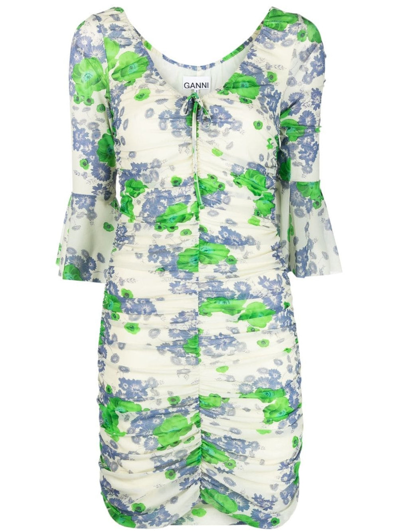 floral-print ruched minidress 1