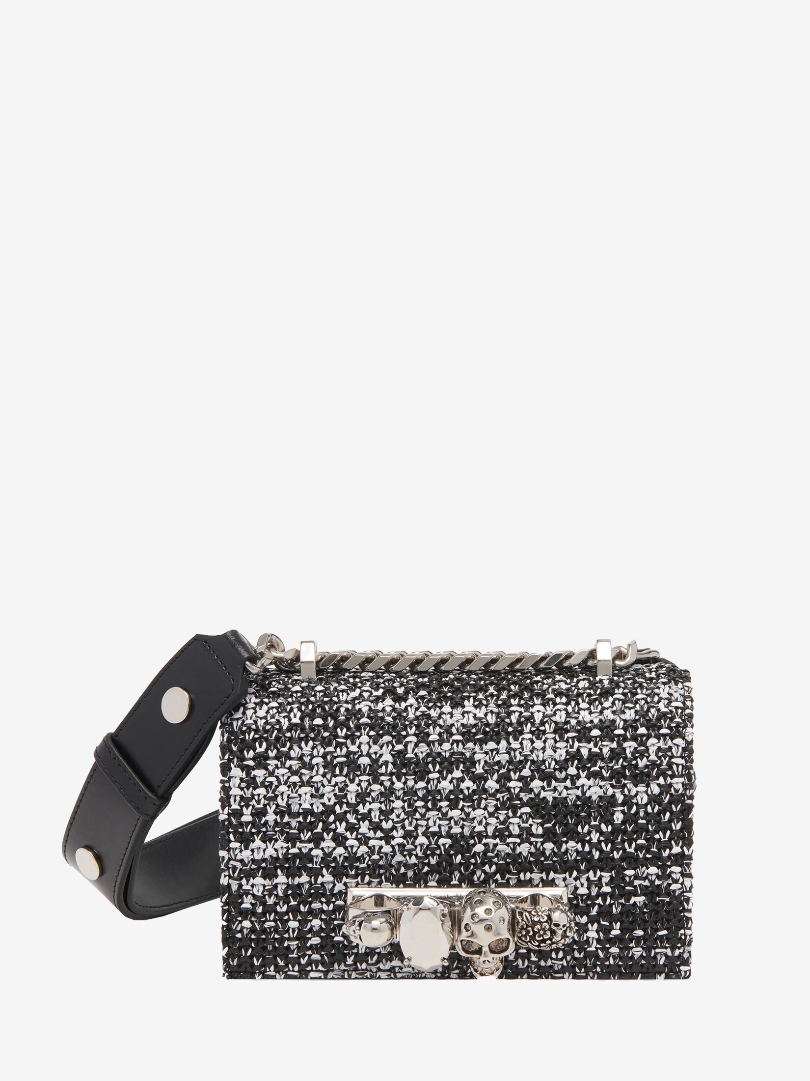 Women's The Biker Mini Jewelled Satchel in Black/white - 1