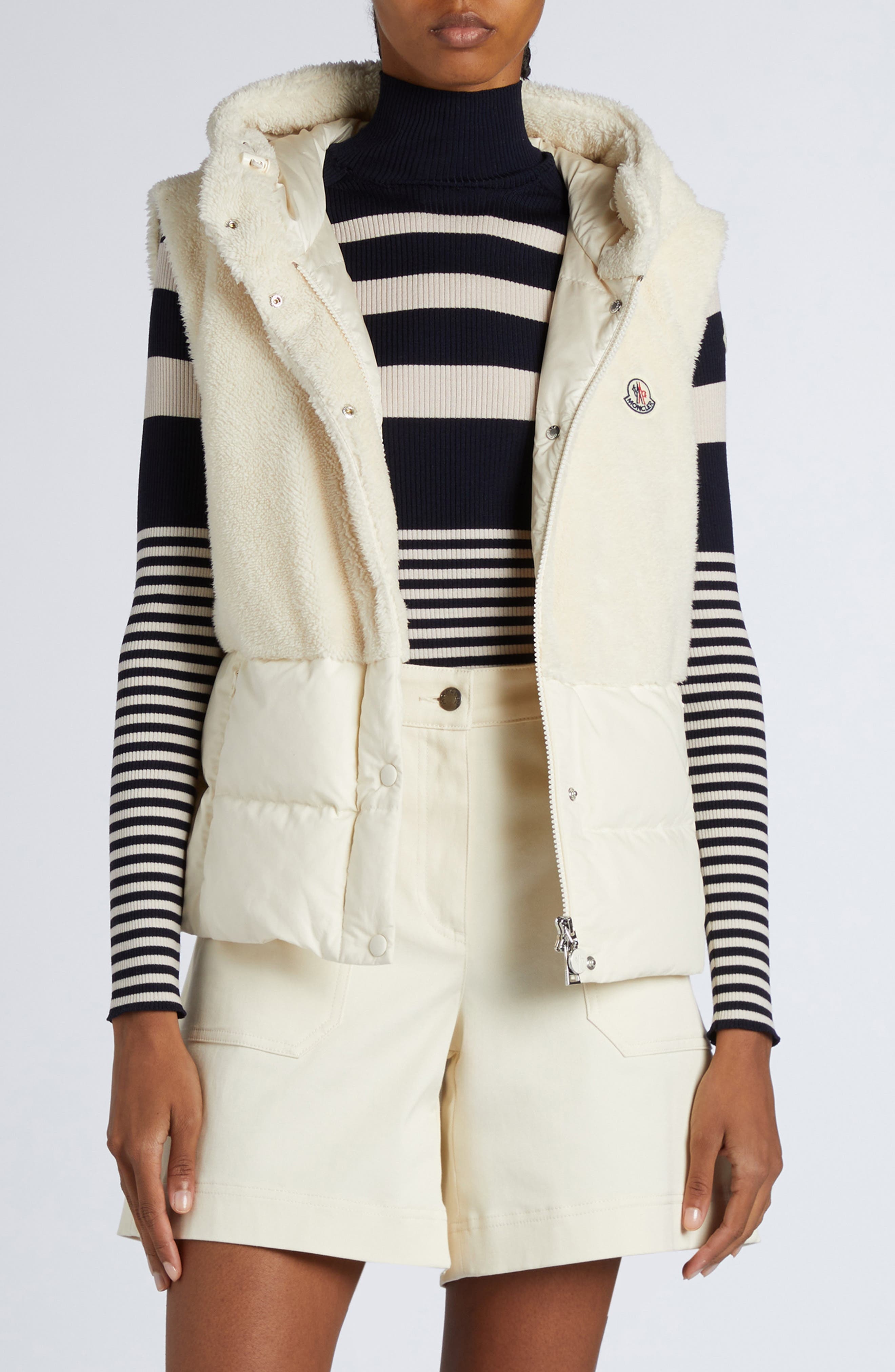 Moncler Floy Mixed Media Down Vest in Silk White at Nordstrom - 2