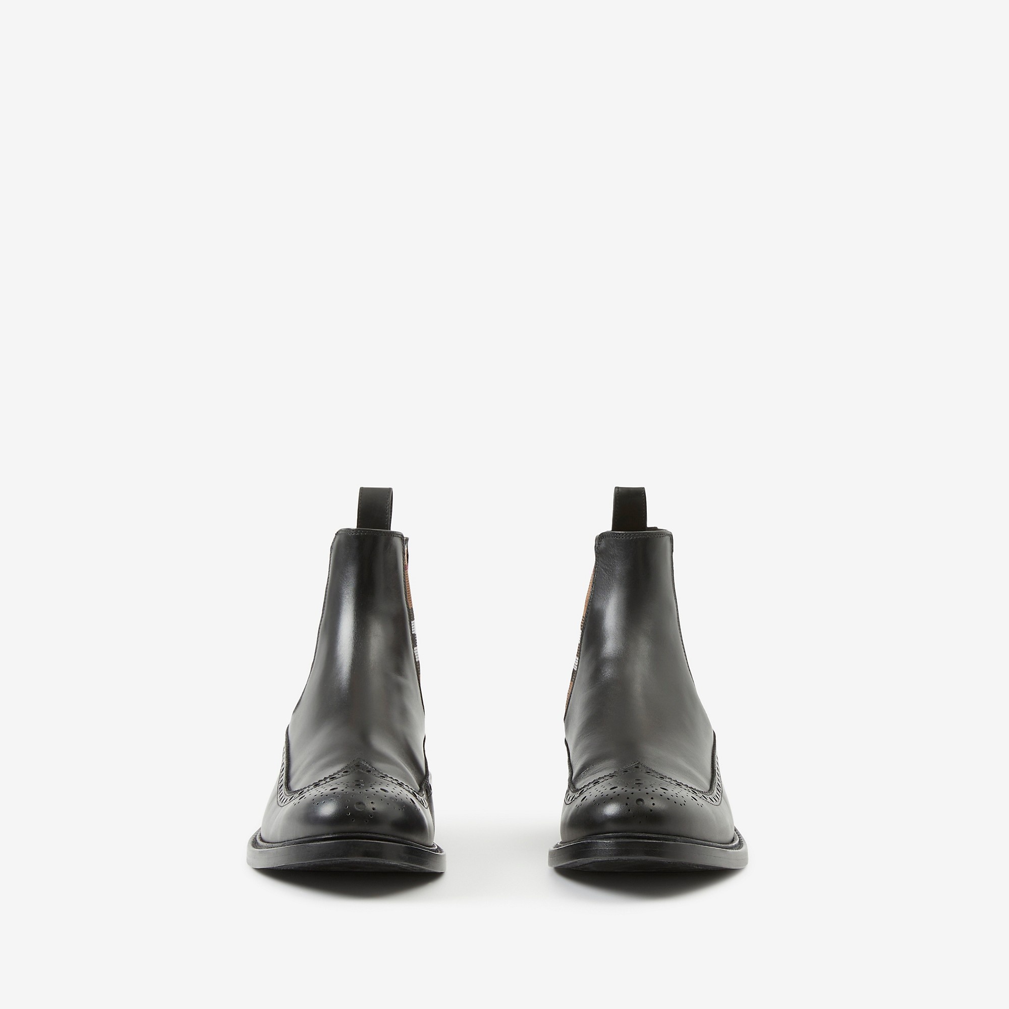 Vintage Check Detail Leather Chelsea Boots - 2