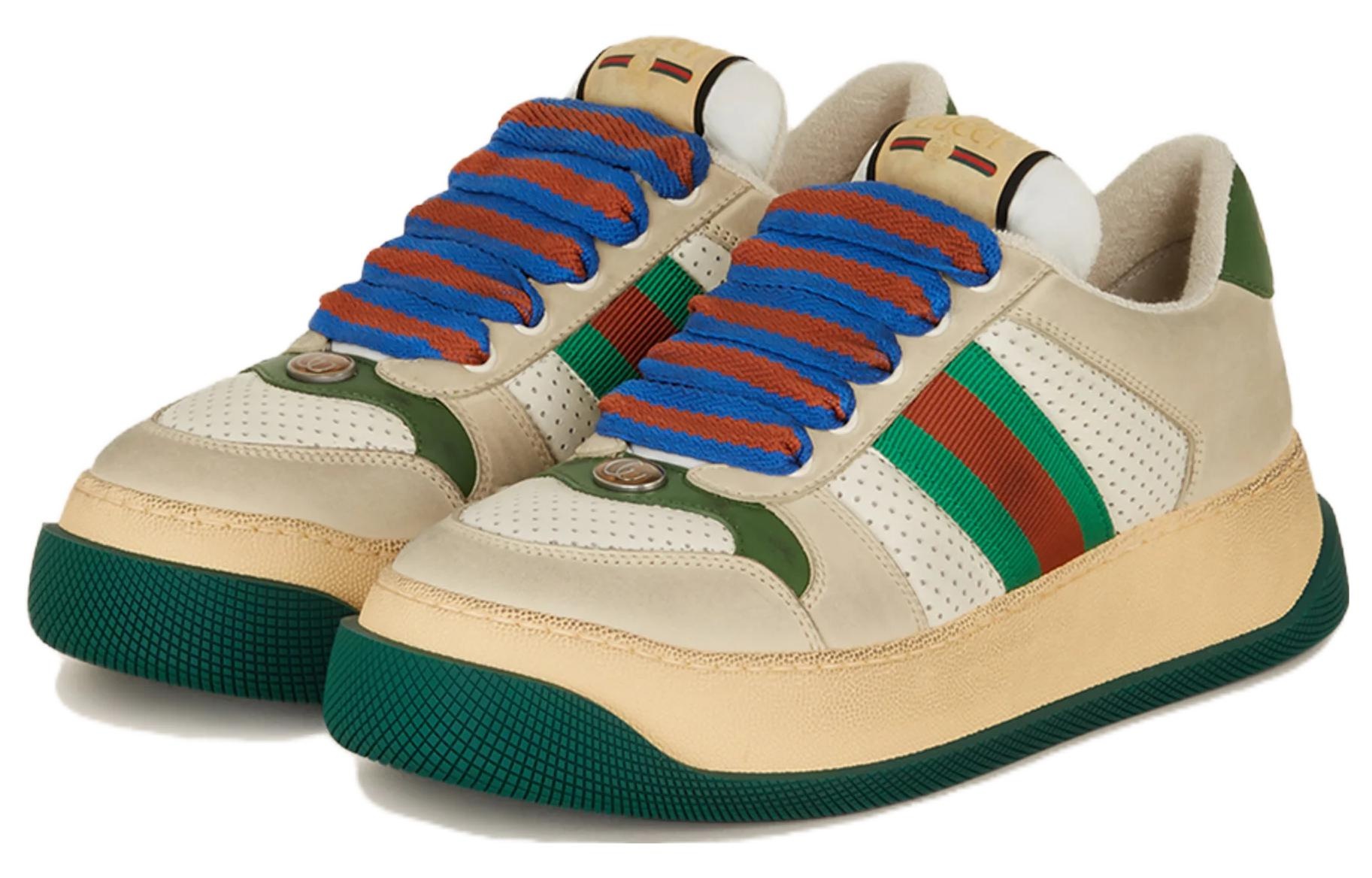 Gucci Screener GG Leather Sneakers 'Beige Green Blue' 756465-0YIA0-9547 - 2