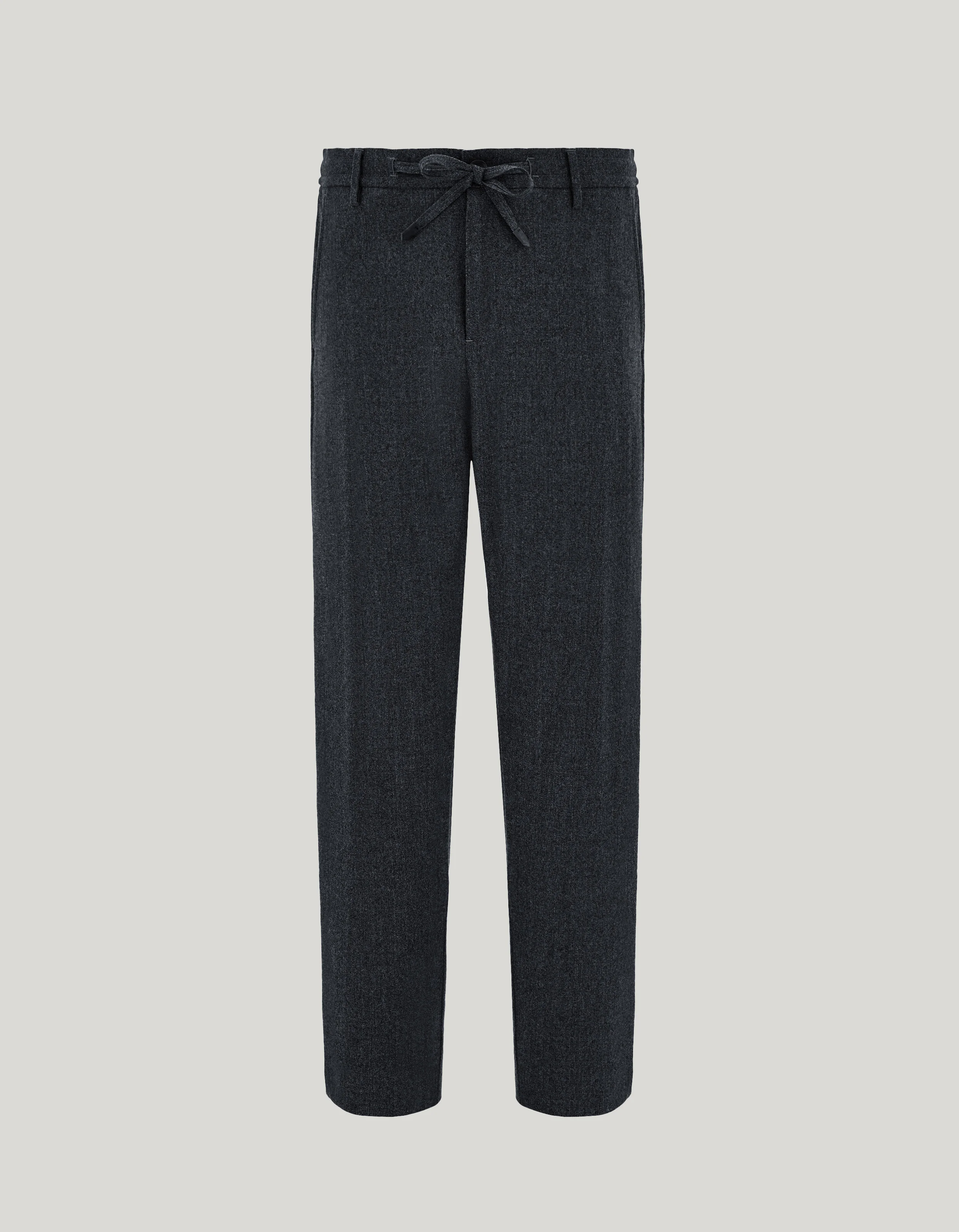 ANTHRACITE MELANGE CANALI IMPECCABILE WOOL FLANNEL PANTS WITH DRAWSTRING - 1