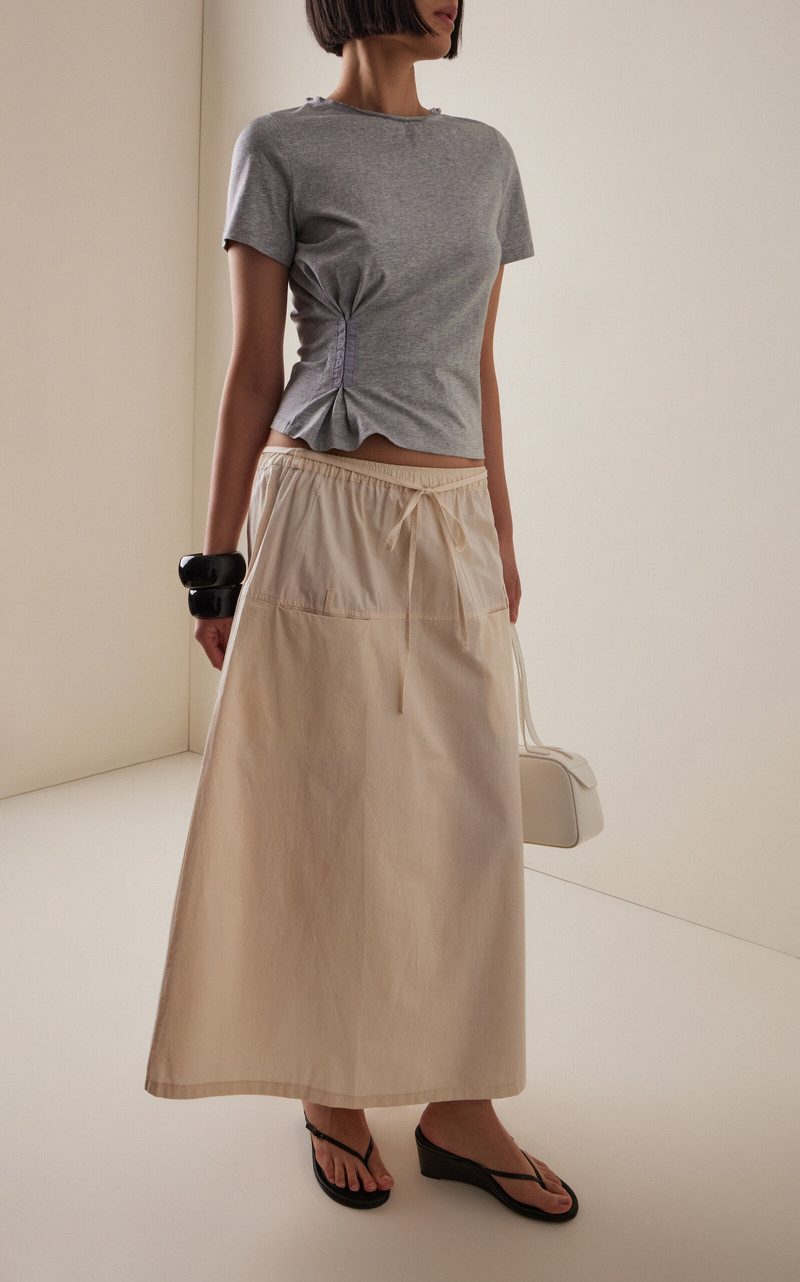 DEIJI STUDIOS Loop Pocket Cotton Maxi Skirt white outlook