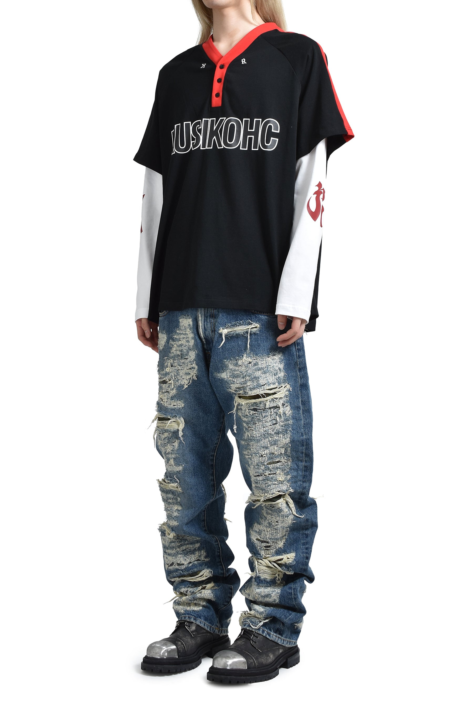 BASEBALL LONGSLEEVE POLO / BLK - 9