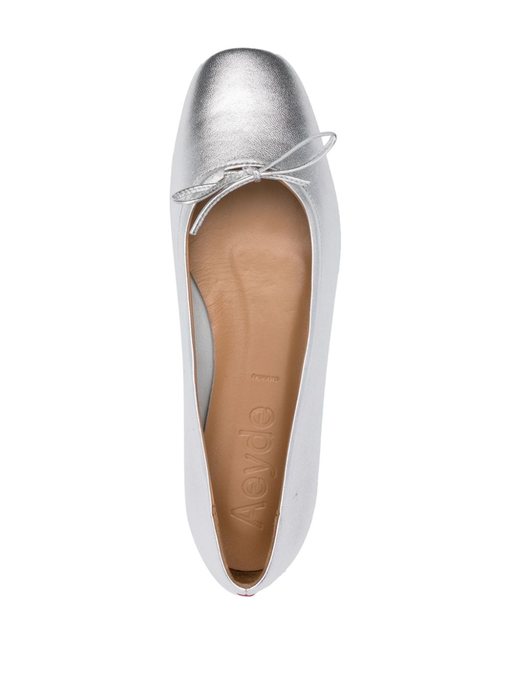 metallic leather ballerina shoes - 4