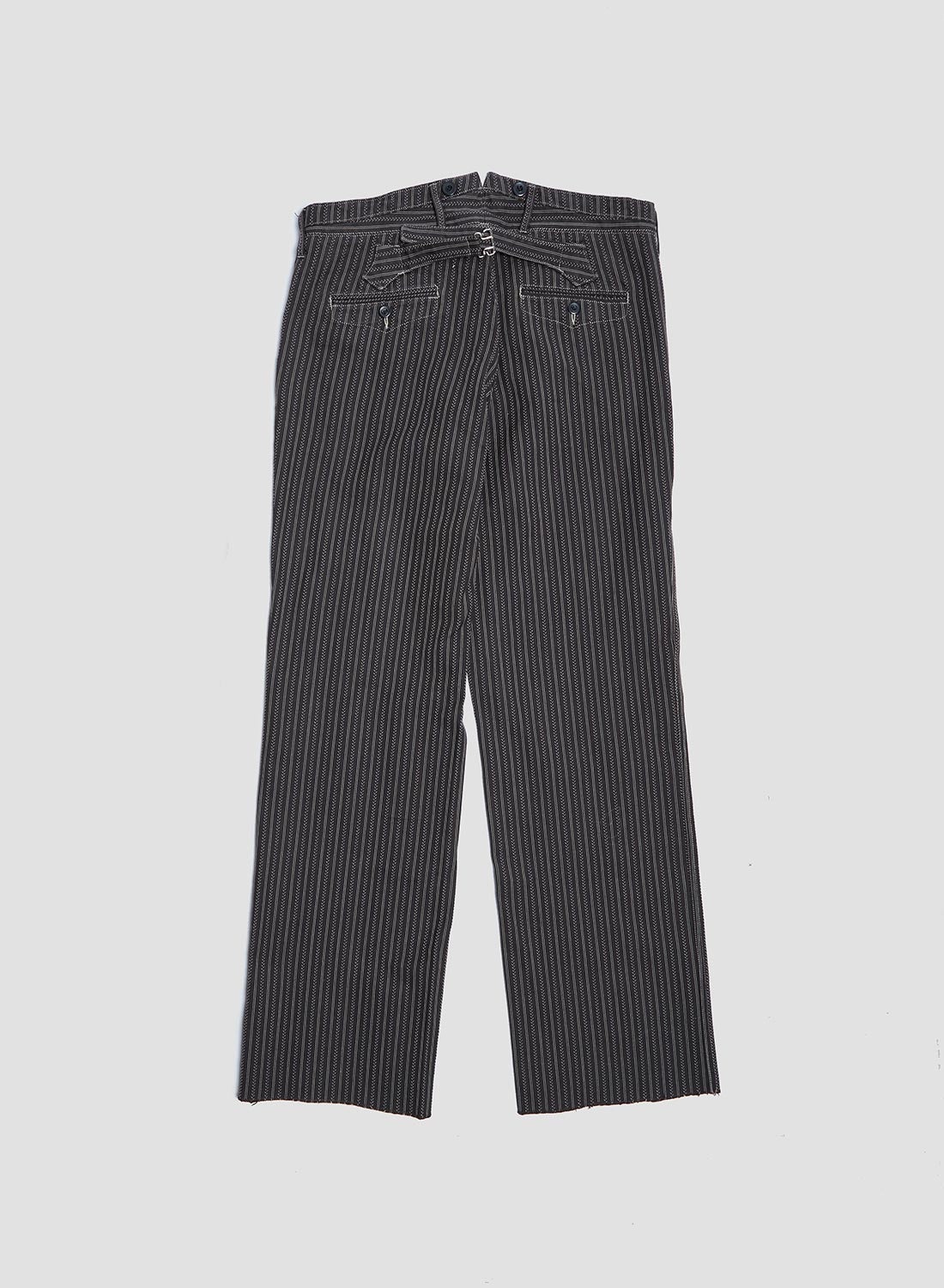 Adjustable Costume Original Herringbone Stripe Baggy Pants Black - 3