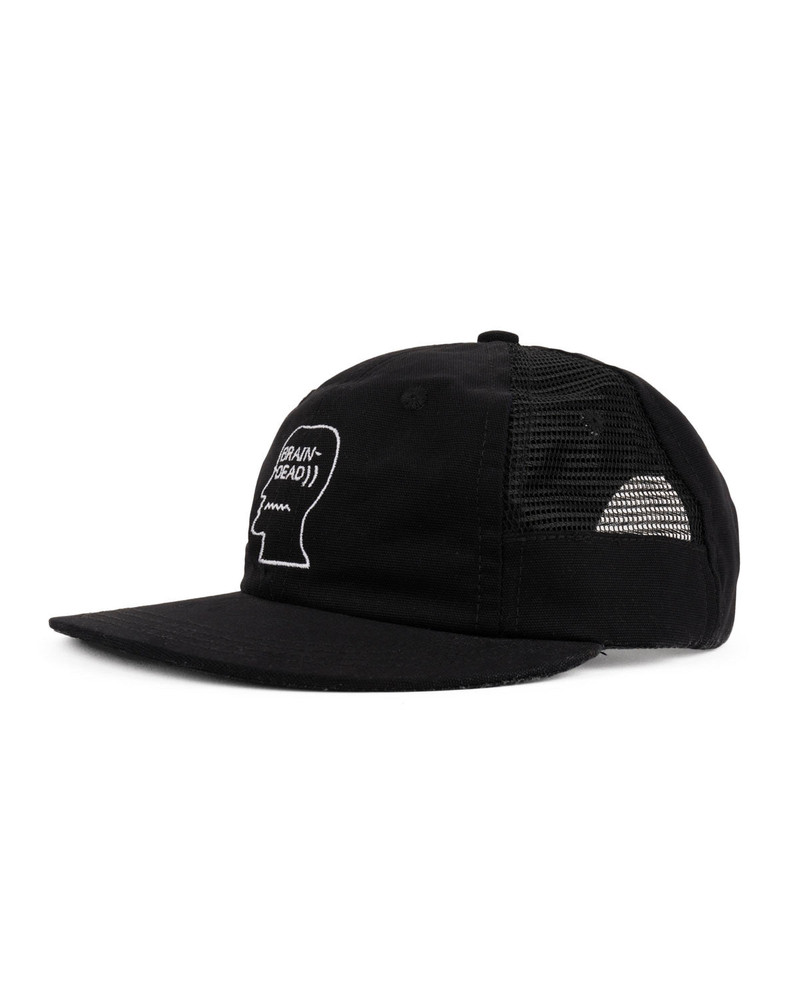 BRAIN DEAD Mesh Panel Logohead Engineer Hat - Black outlook
