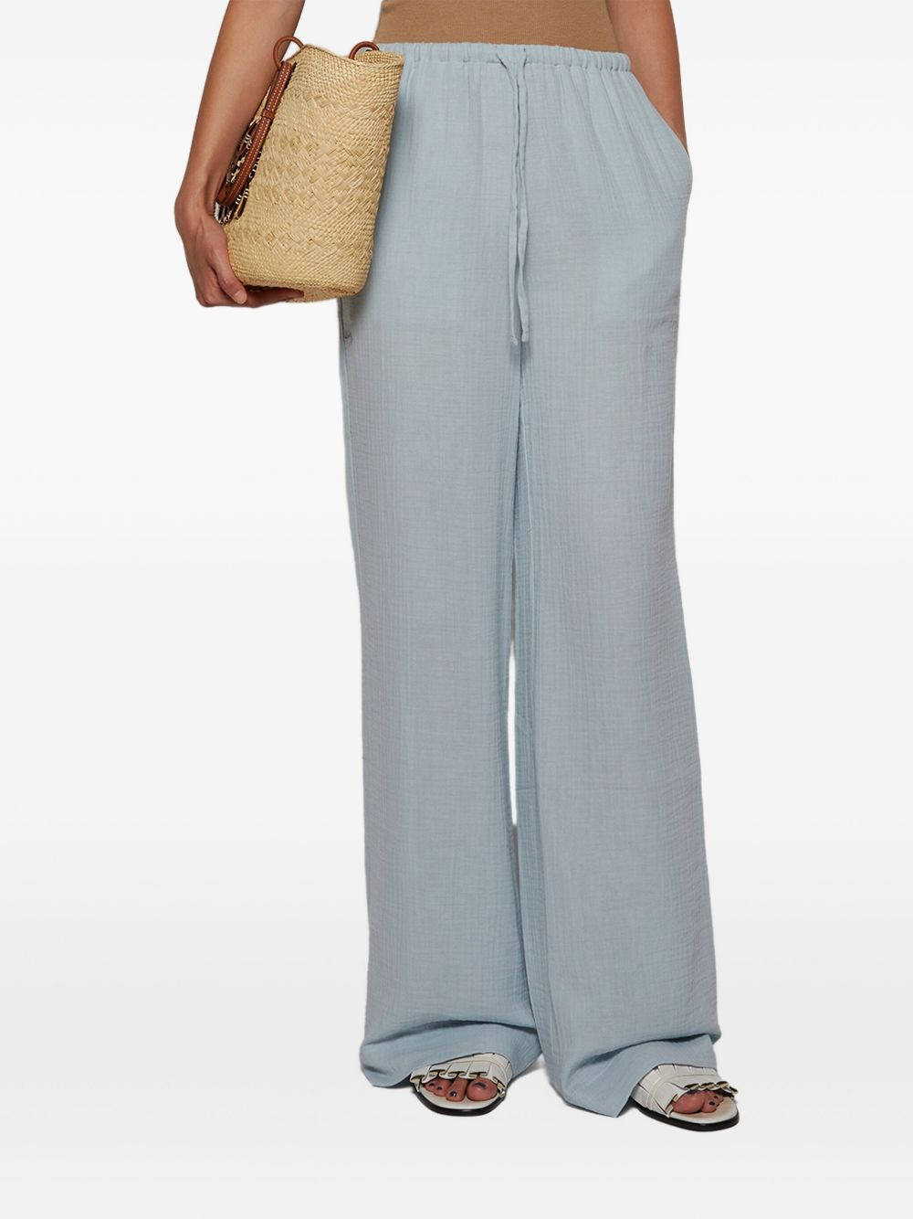 drawstring wide-leg trousers - 3