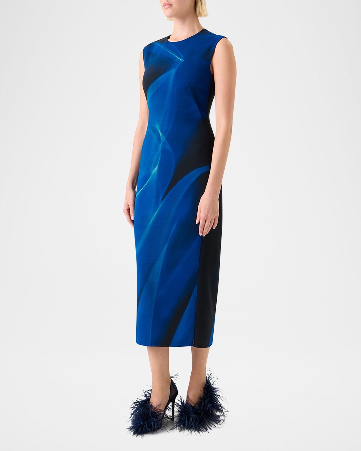 Printed Double-Face Wool Midi Dress - 4