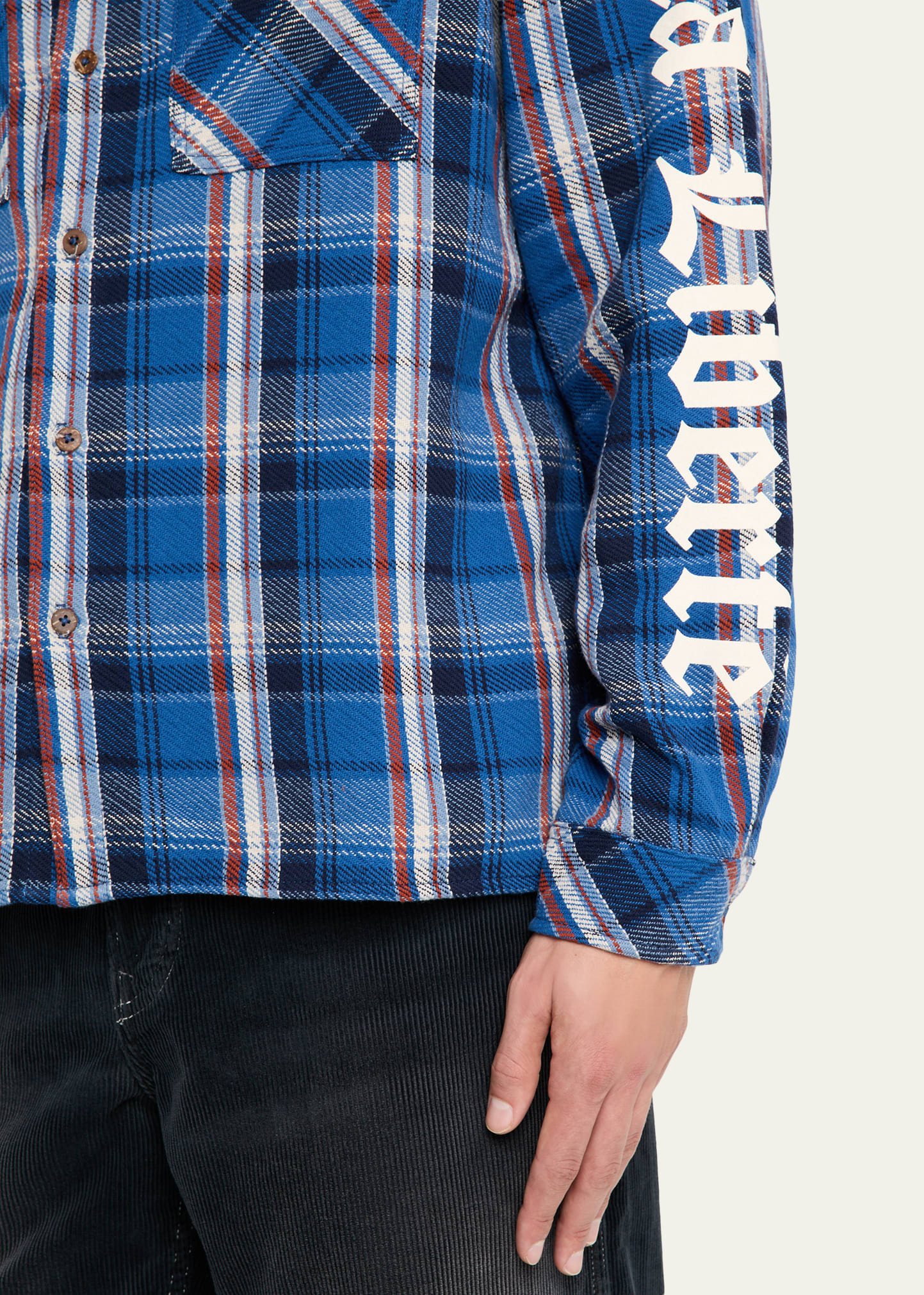 Men's Plaid Flannel Oversized Button-Down Shirt - 5