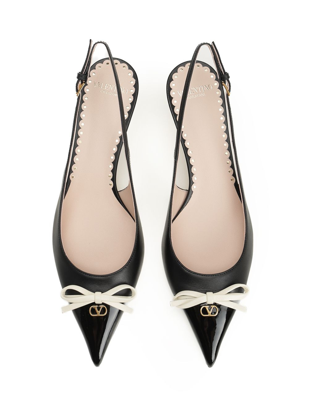 Sling Back | Valentino Garavani Bepointy | T. 45 | Vernice/Capretto/A.Brass Logo Pumps Black - 5