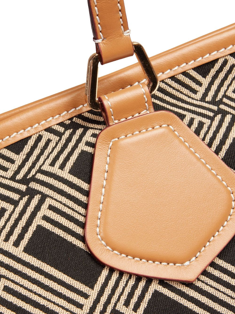 large monogram leather-trimmed tote bag - 4