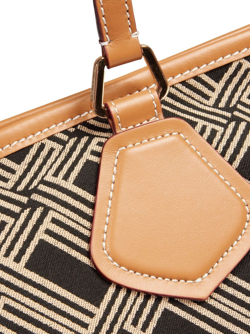 large monogram leather-trimmed tote bag 4