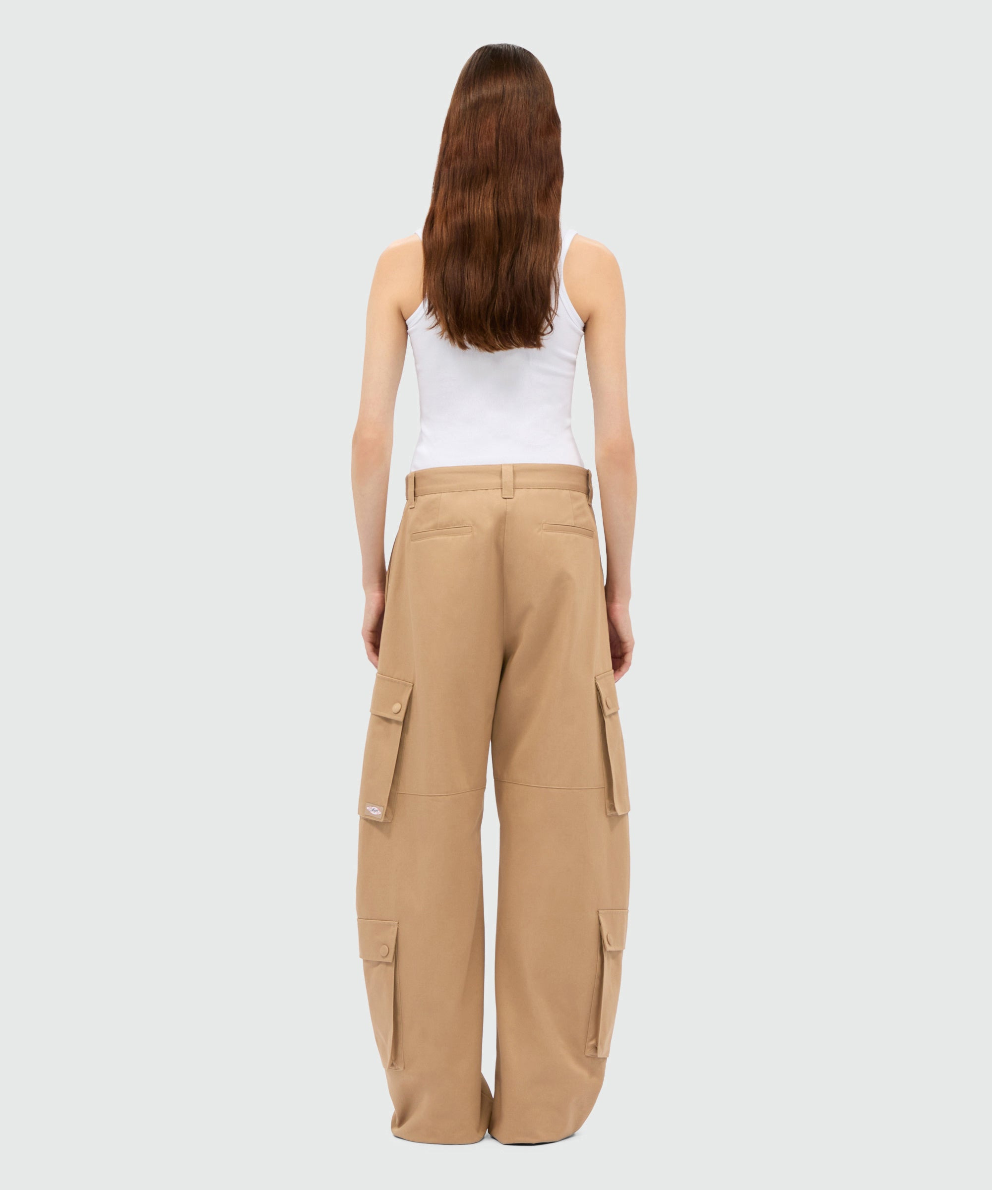Beige cotton drill cargo trousers - 3